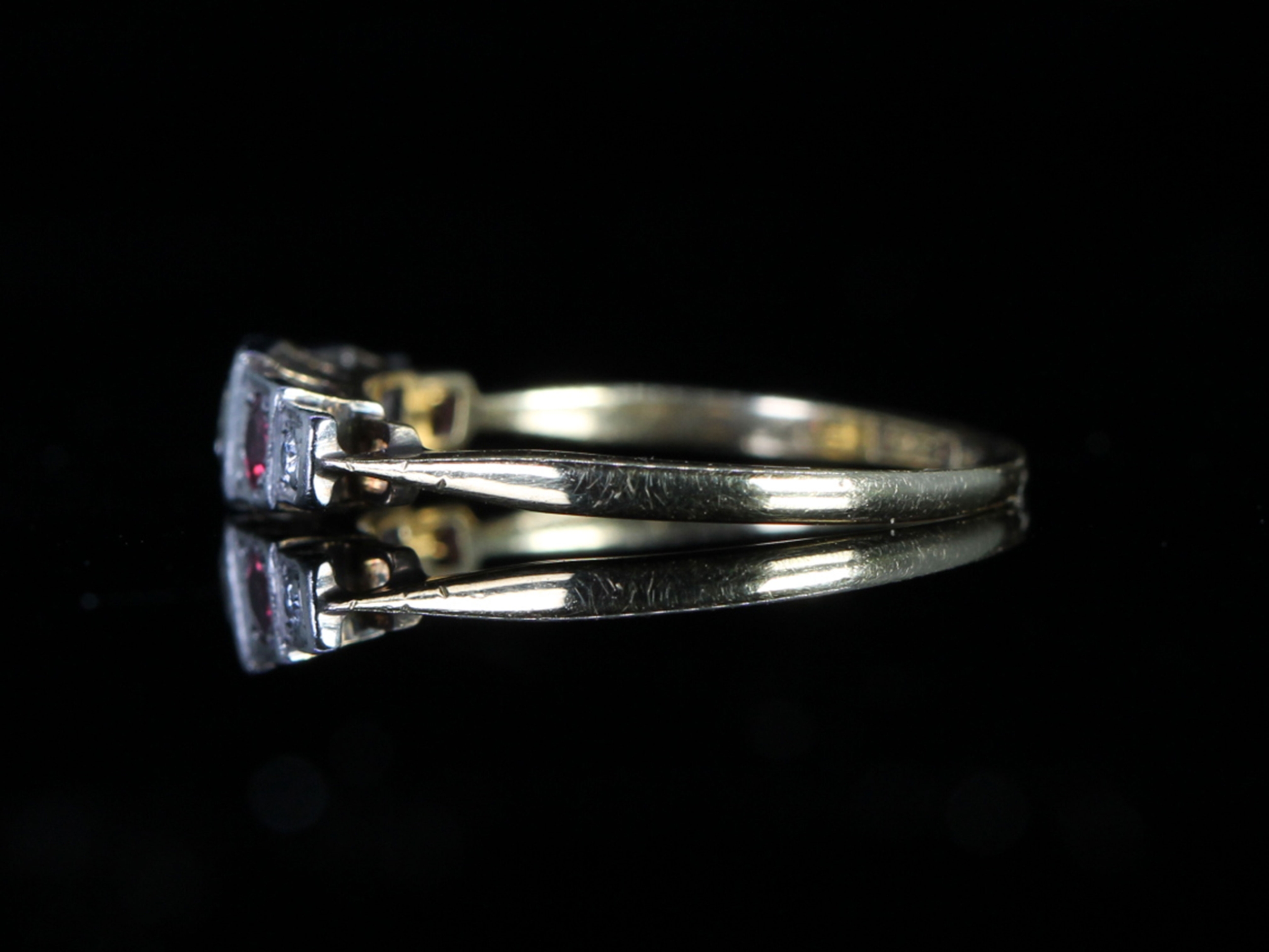 Art Deco Ruby and Diamond Platinum and 18ct Gold Ring