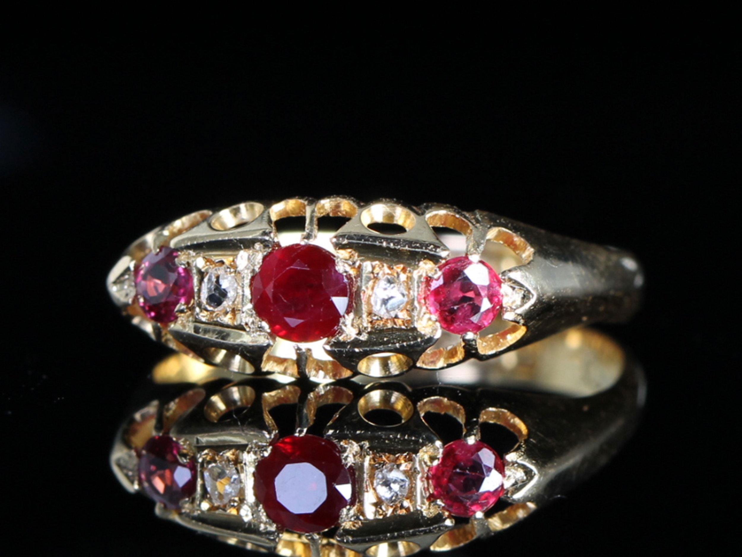 Victorian Ruby and Diamond 18ct Gold Gypsy Ring