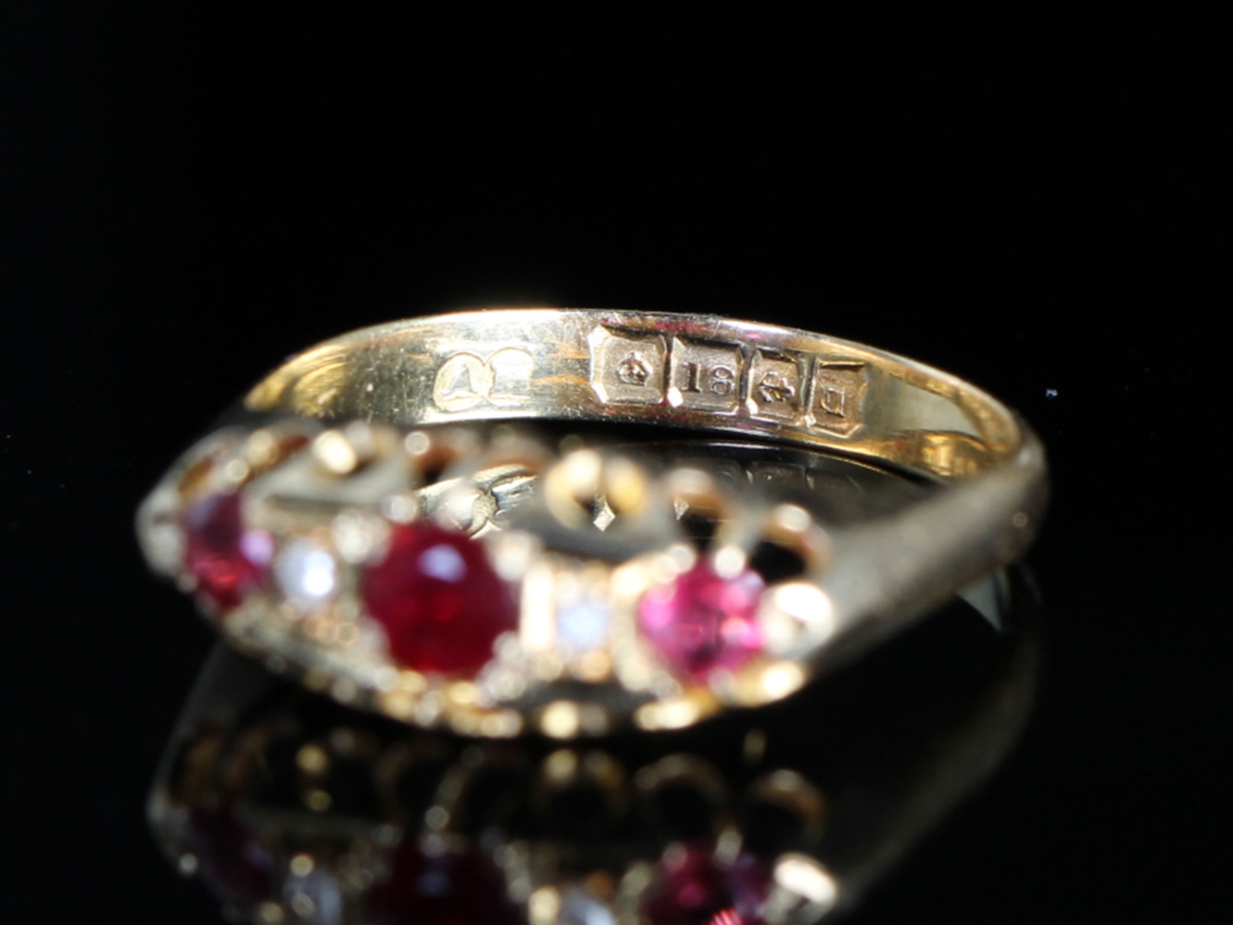 Victorian Ruby and Diamond 18ct Gold Gypsy Ring