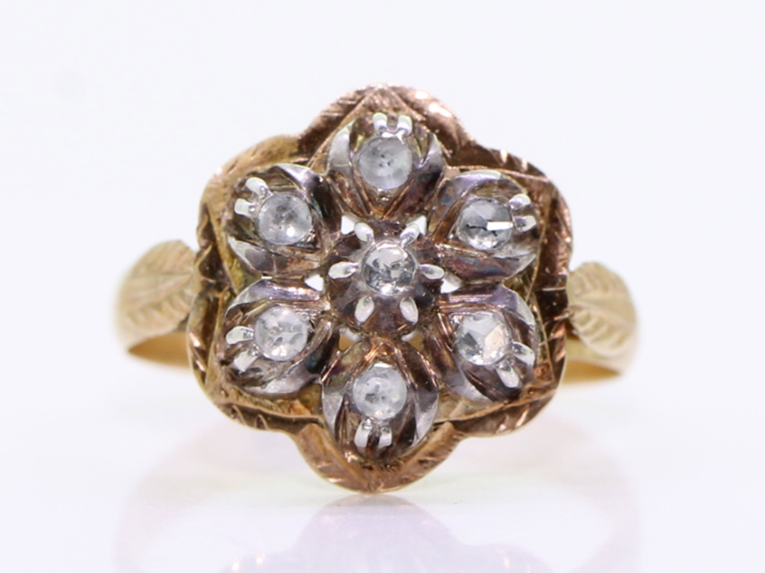 Victorian Diamond High Carat Rose Gold Daisy Ring