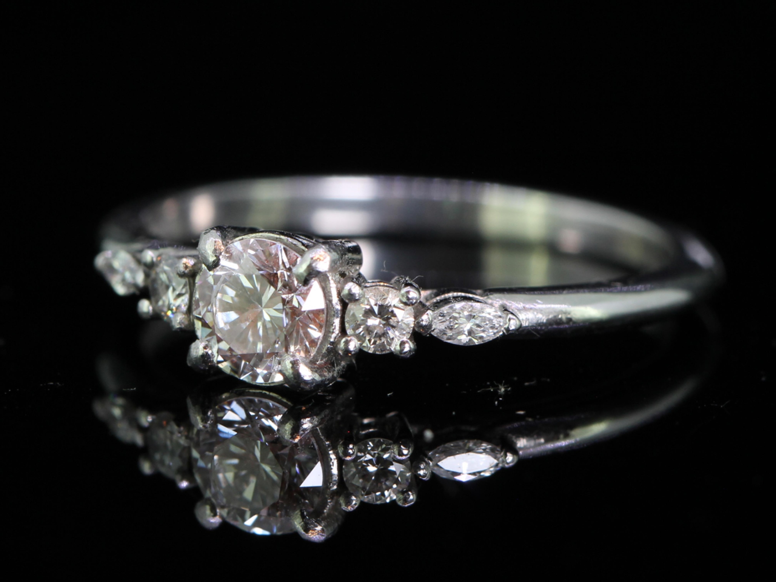 Charming Diamond Floral Detail Platinum Ring