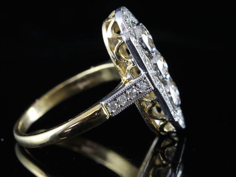 STUNNING ART DECO INSPIRED CHAMPAGNE DIAMOND 18 CARAT GOLD RING