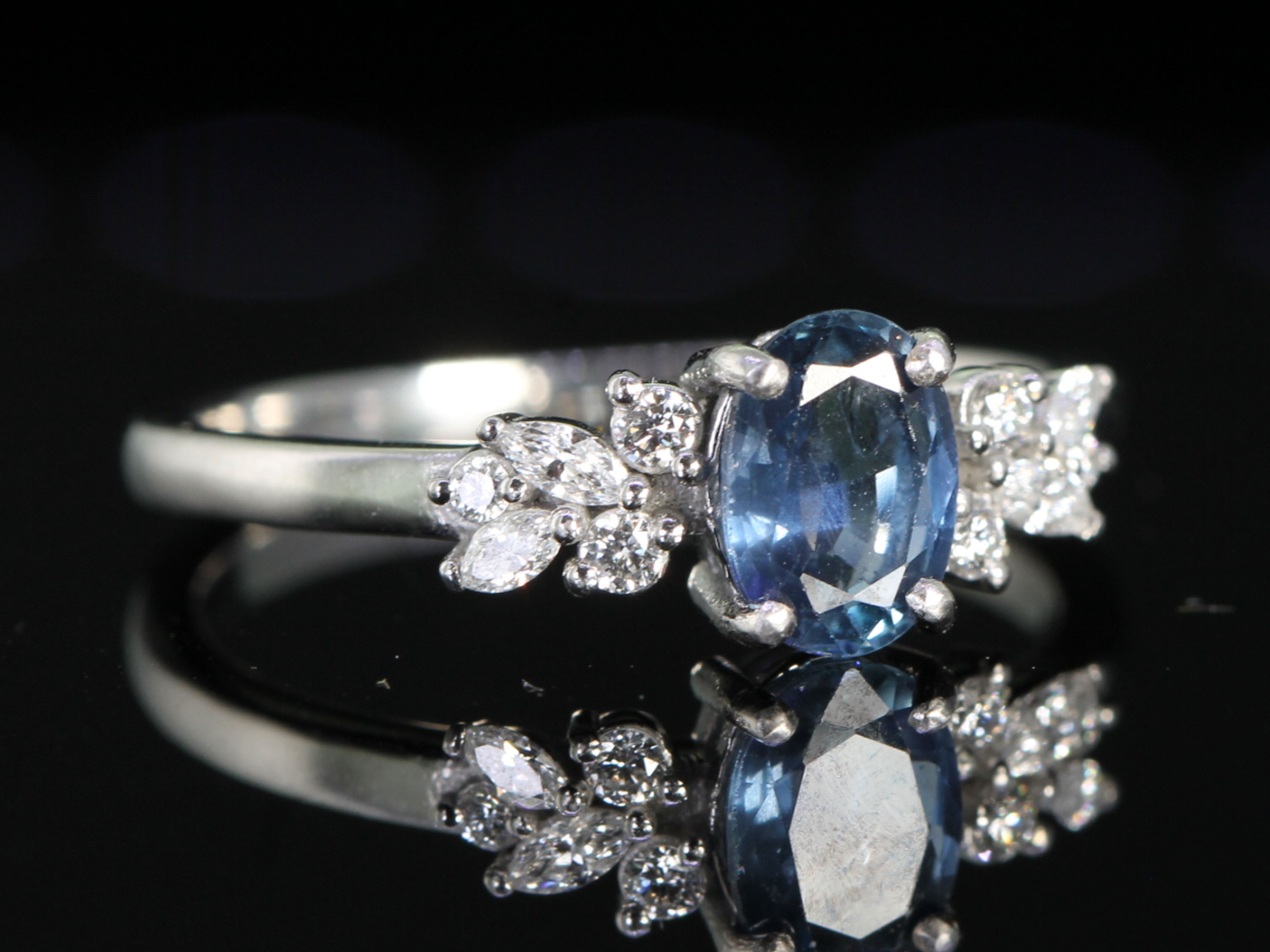 Sapphire and Diamond Platinum Ring