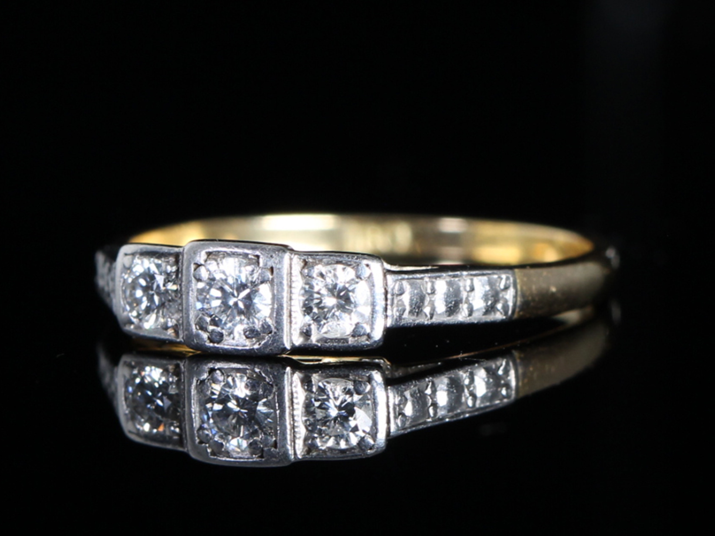 Art Deco Diamond Trilogy Platinum and 18ct Gold Ring