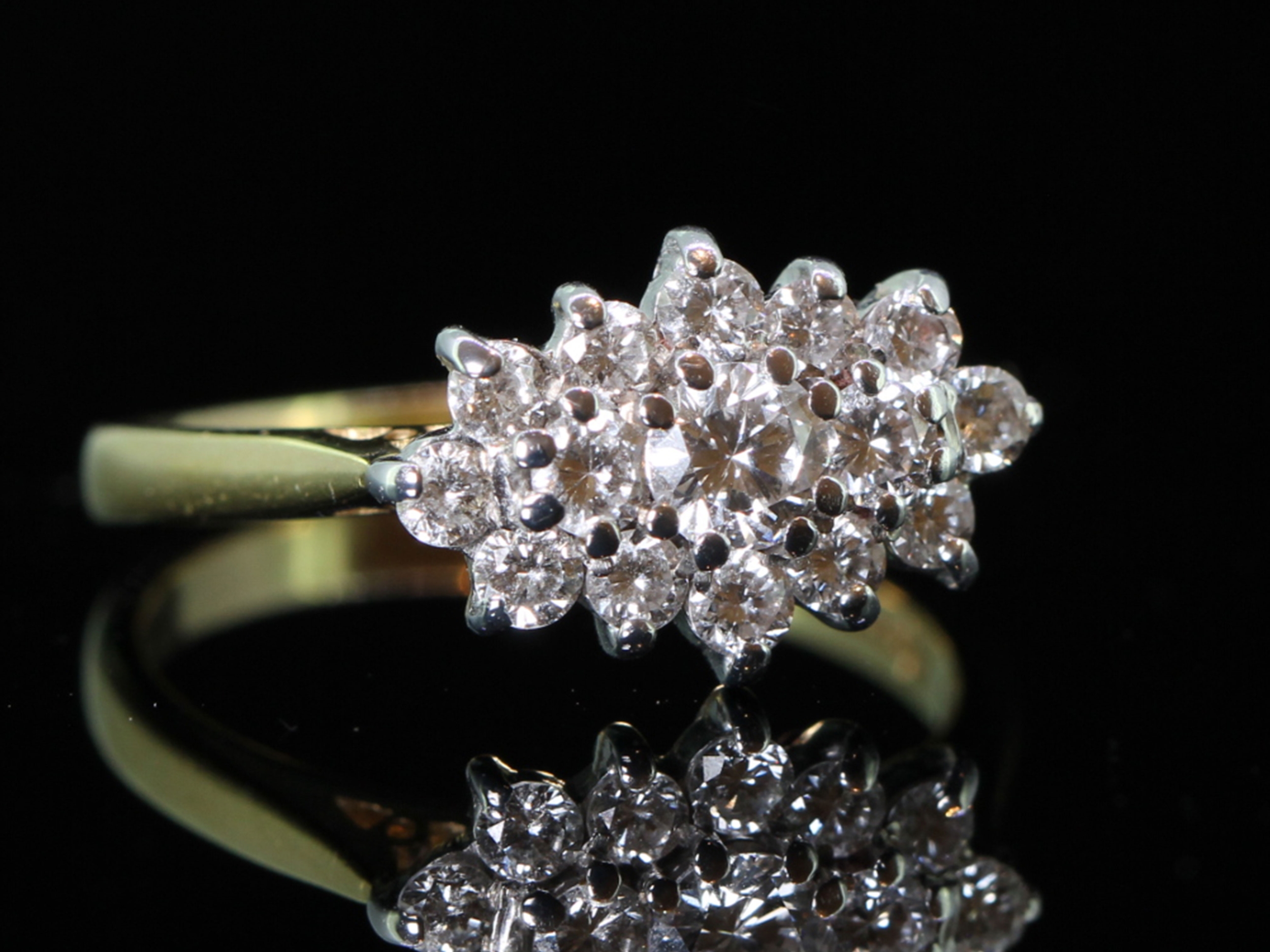 Sparkling Diamond 18 Carat Gold Cluster Ring