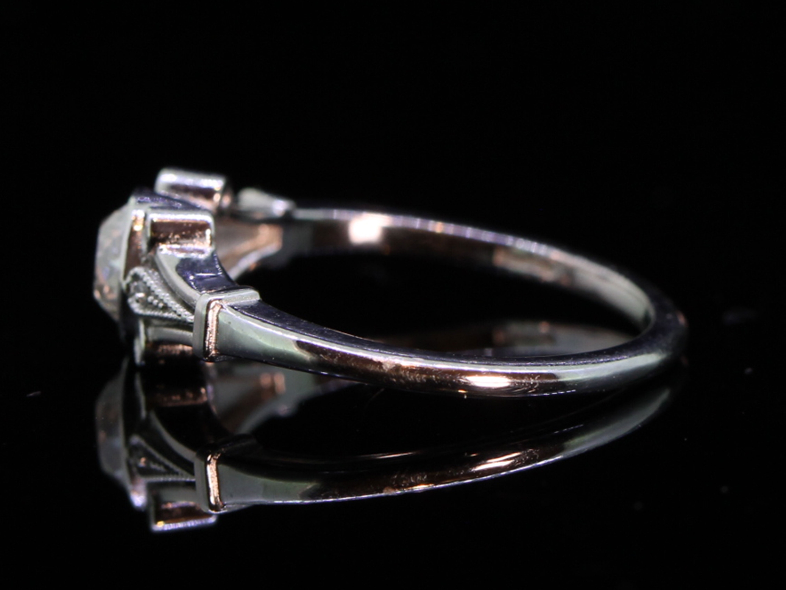 Art Deco Platinum Cushion Cut Diamond Ring