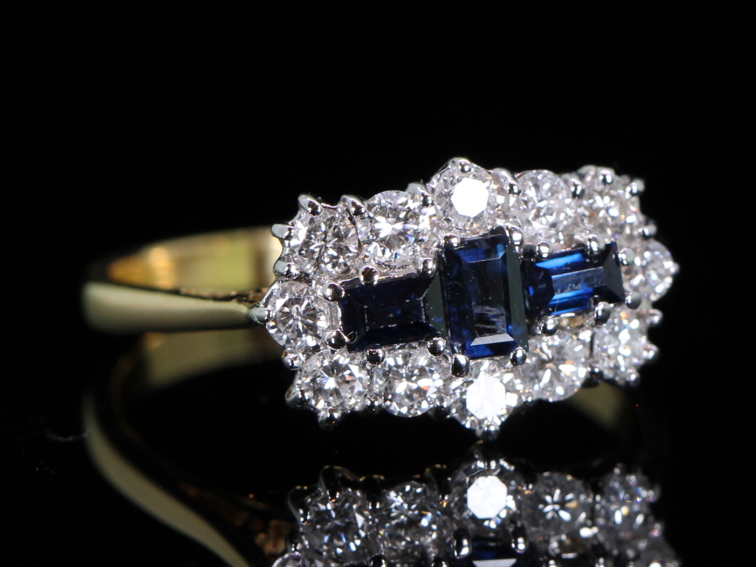 Sapphire and Diamond Cluster 18 Carat Gold Ring 