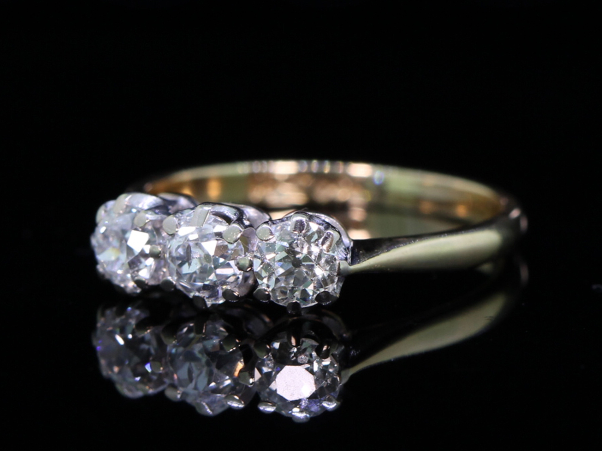 Edwardian Diamond 18ct Gold Trilogy Ring