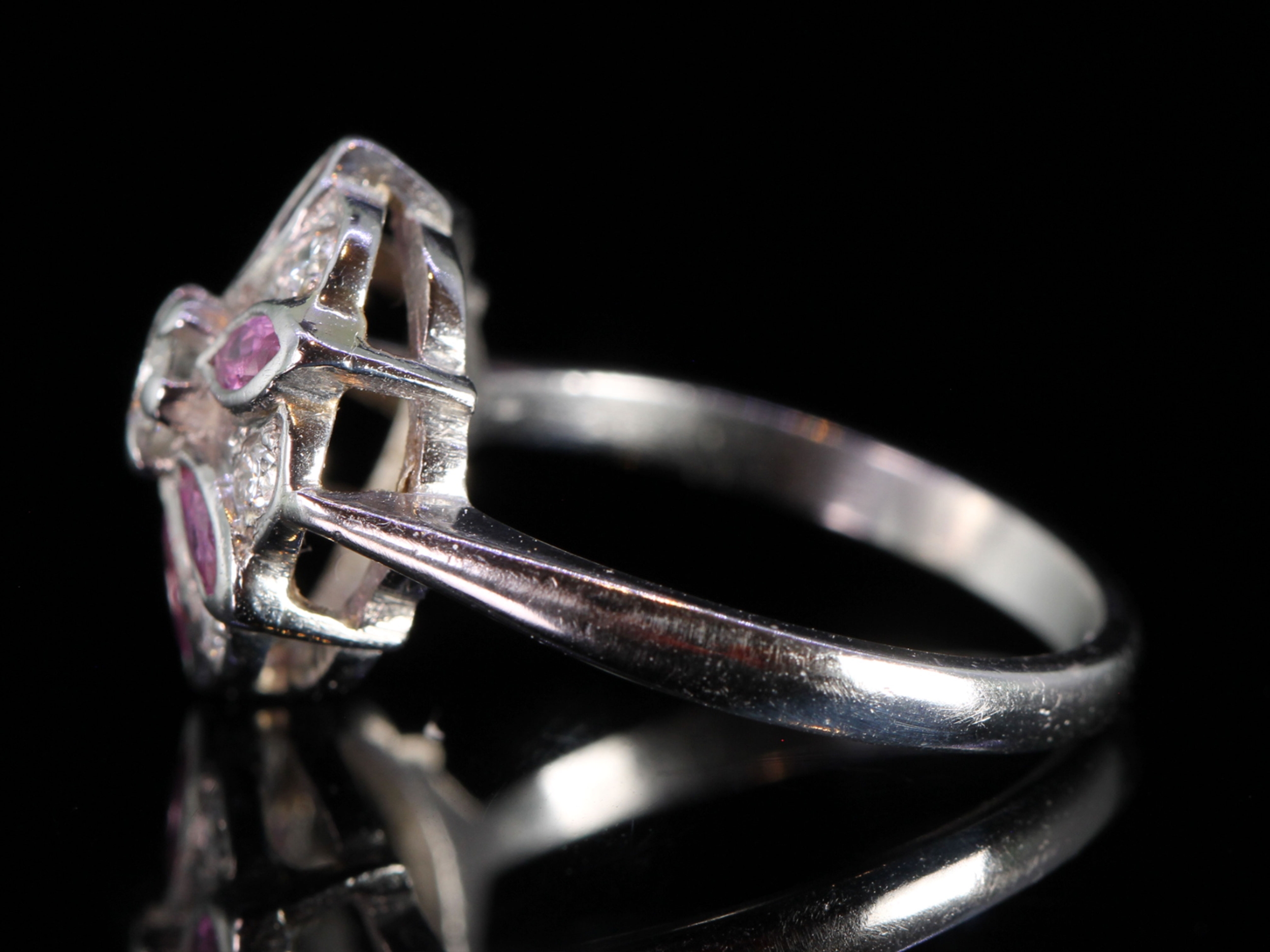 Vintage Ruby and Diamond Platinum Cocktail Ring  