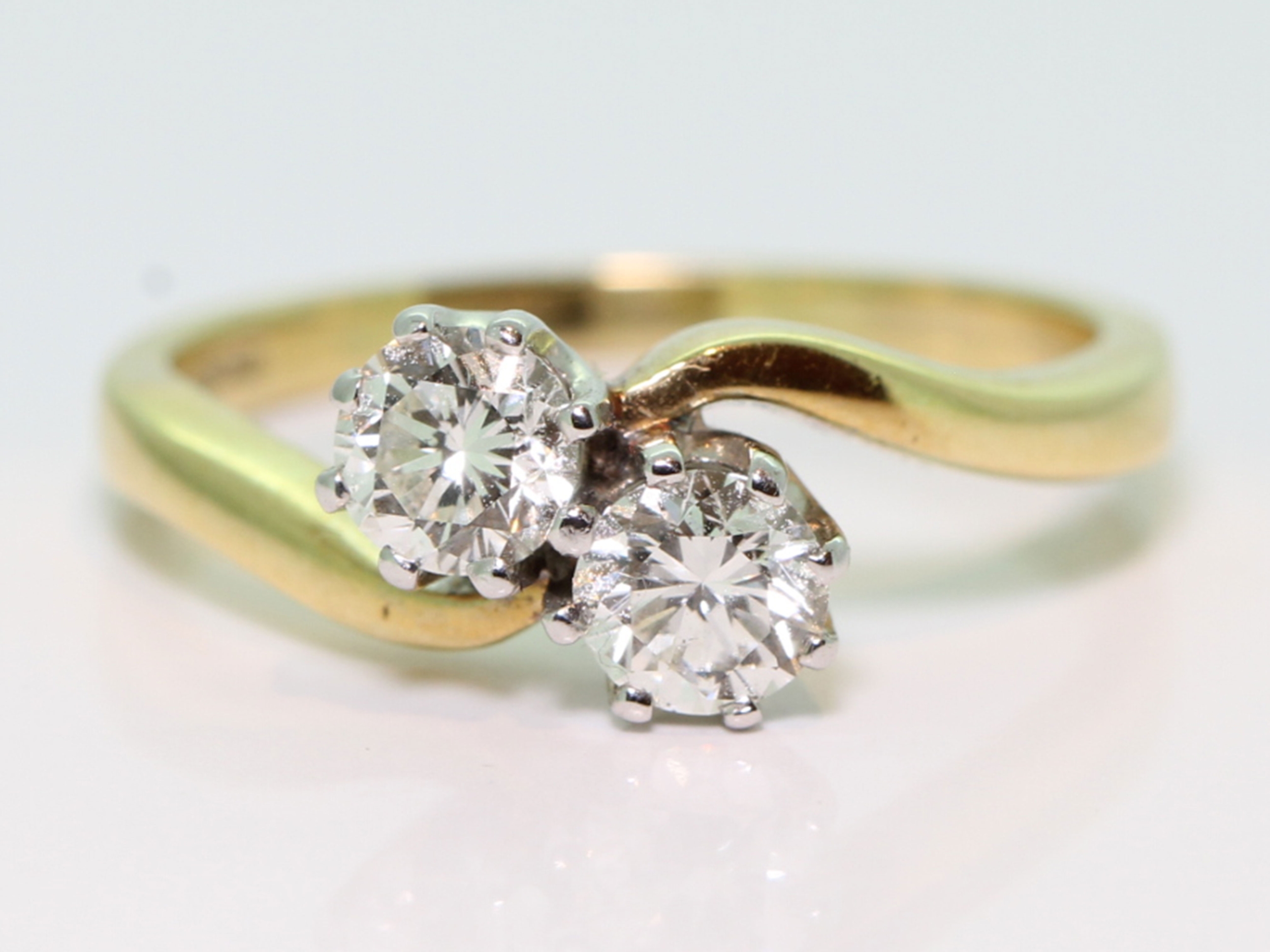 Spectacular Edwardian 18 Carat Gold Two Diamond Twist Ring