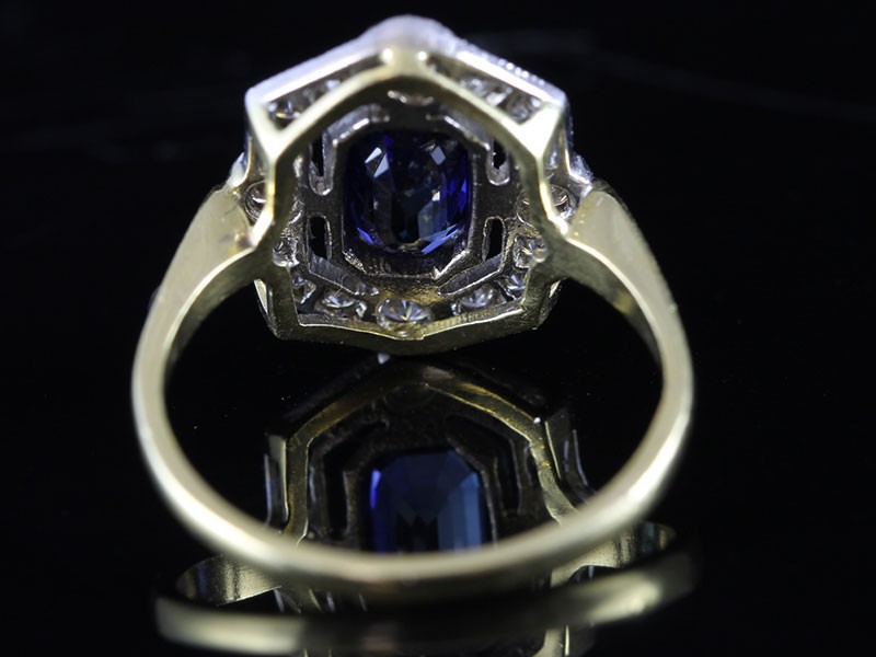 IRRESISTABLE INSPIRED ART DECO SAPPHIRE AND DIAMOND 18 CARAT RING