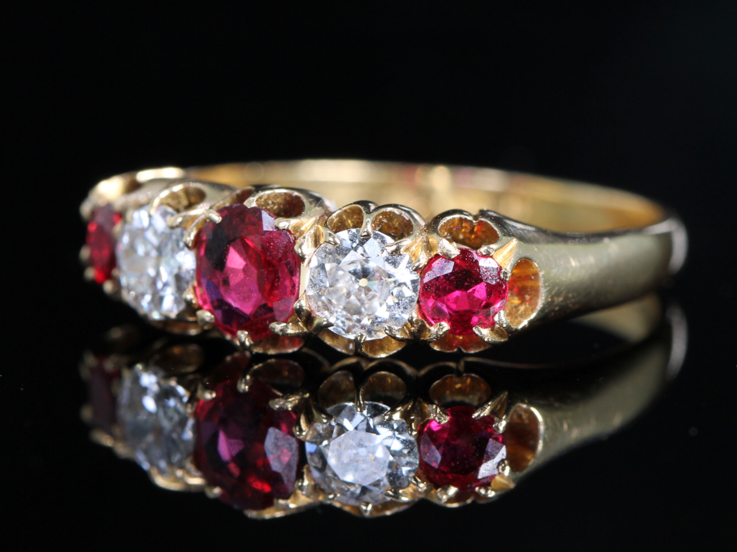 Edwardian Ruby and Diamond 18ct Gold Gypsy Ring