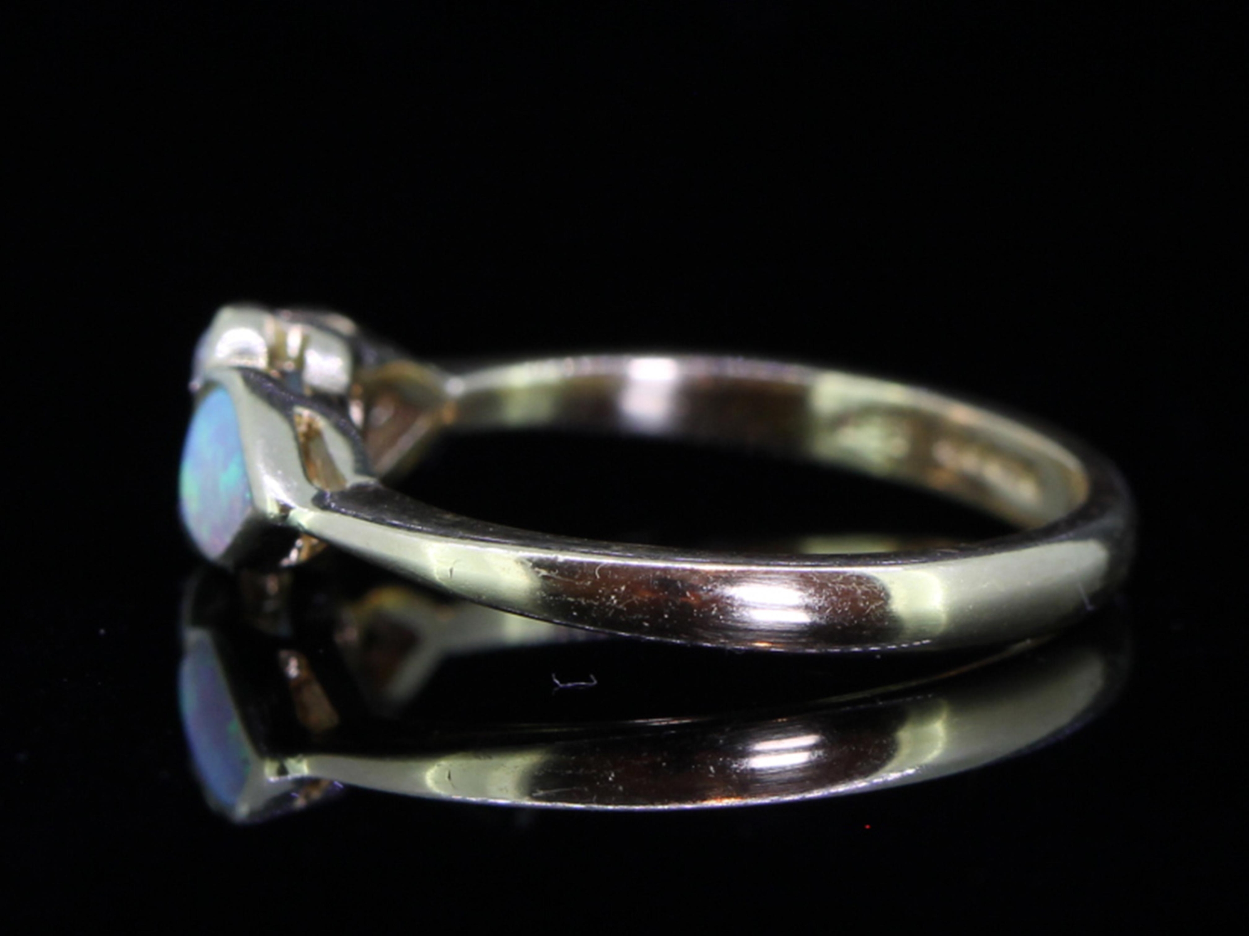  Unique Australian Opal And Diamond 18 Carat Gold Ring