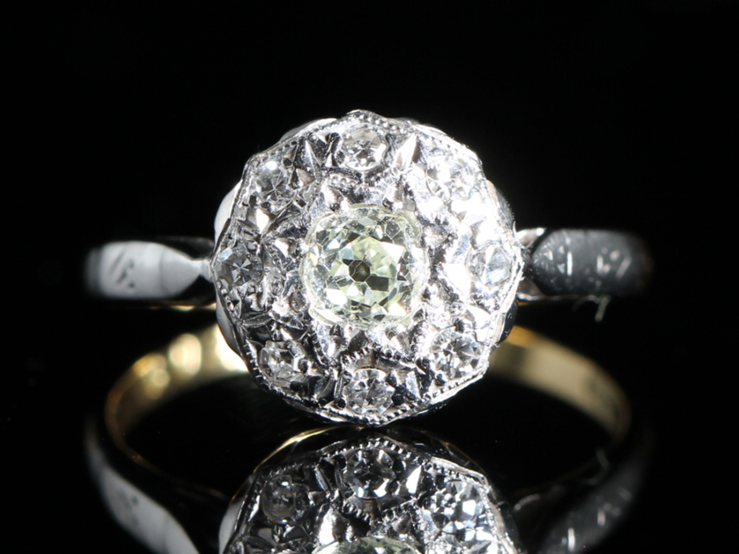 Art Deco Diamond Coronet Platinum and 18ct Gold and Platinum Ring