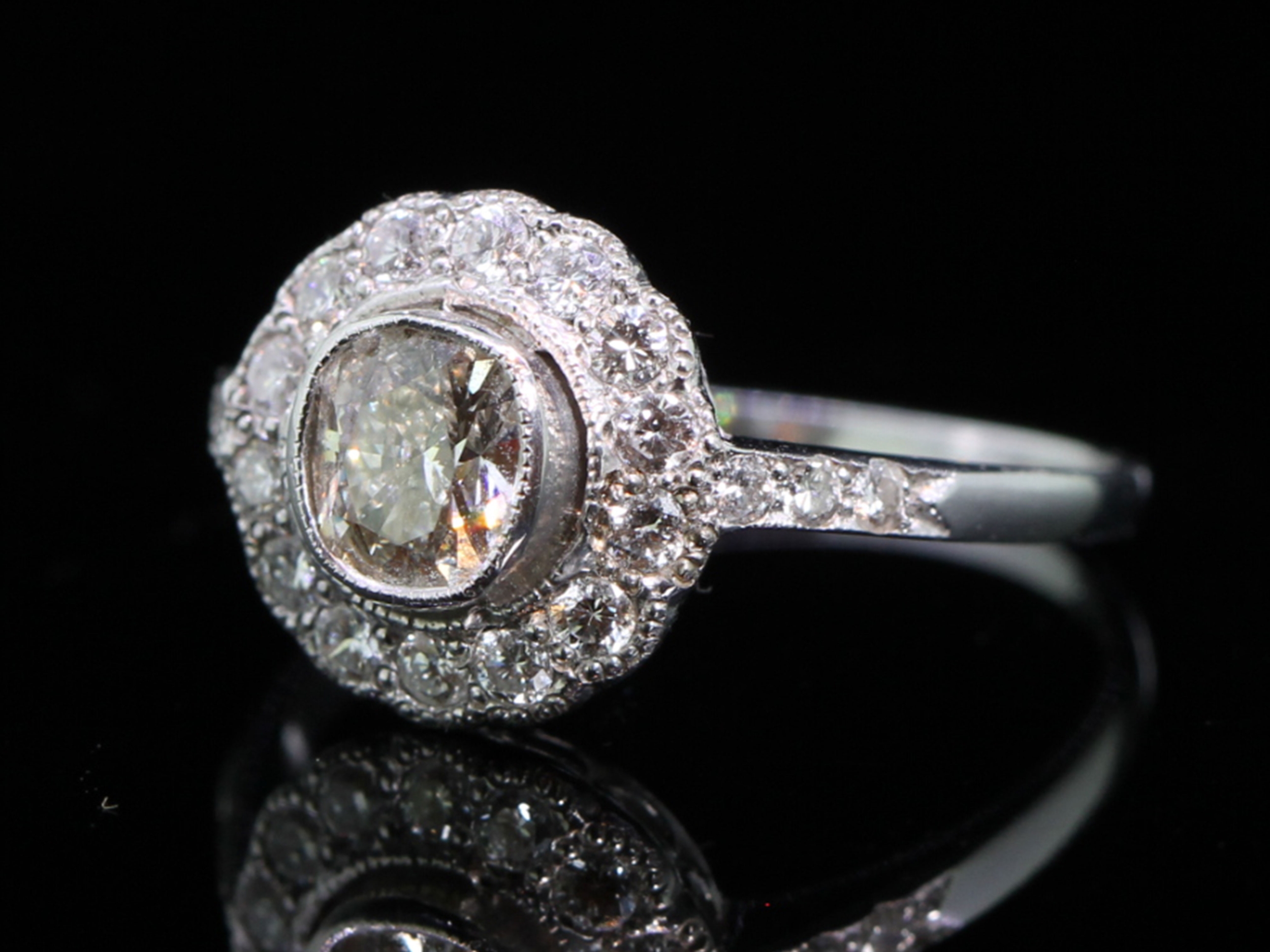  Breathtaking Vintage Inspired 18ct Gold Diamond Halo Ring