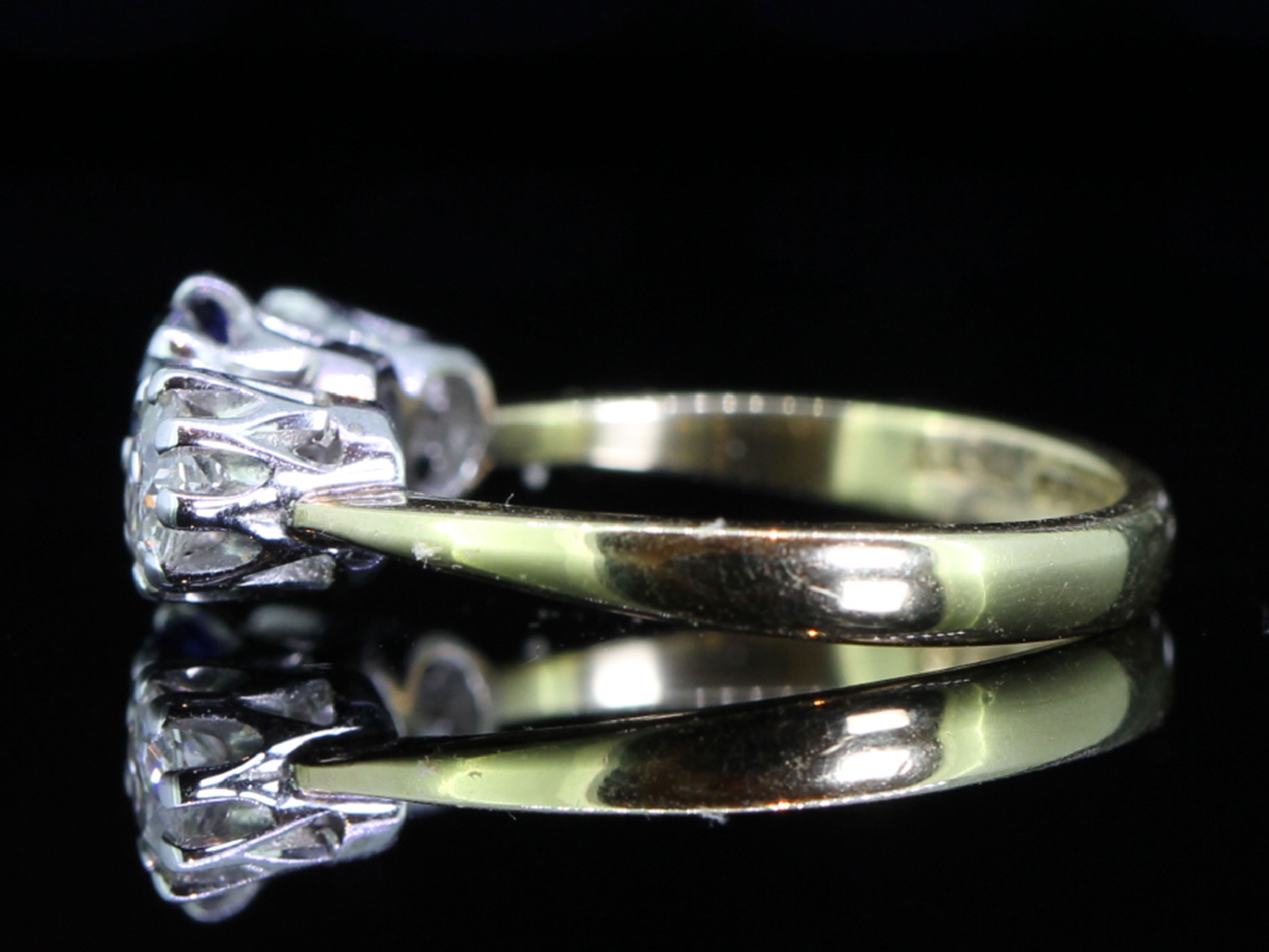 Ceylon Sapphire and Diamond 18 Carat Gold Trilogy Ring