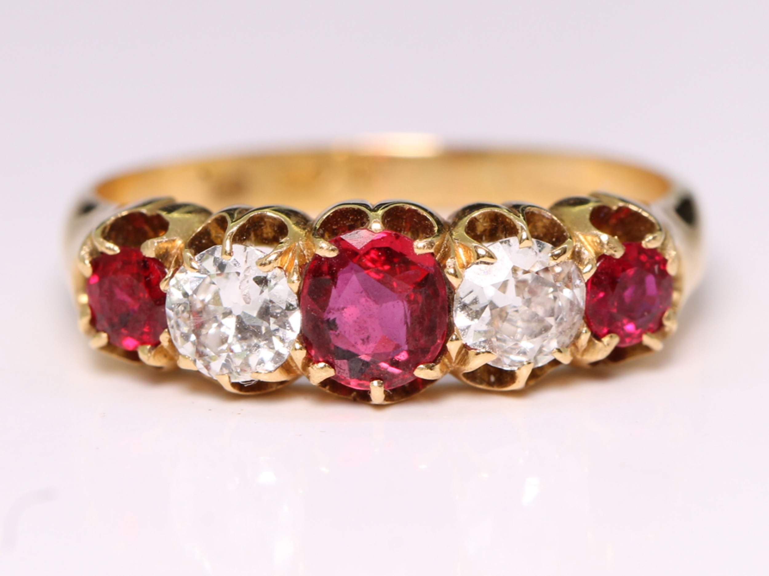 Edwardian Ruby and Diamond 18ct Gold Gypsy Ring