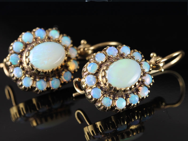  ELEGANT OPAL 9 CARAT GOLD EARRINGS