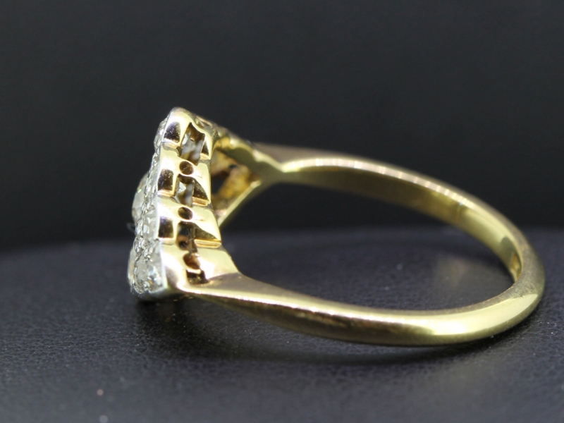 UNIQUE ART DECO DIAMOND 18 CARAT GOLD AND PLATINUM RING