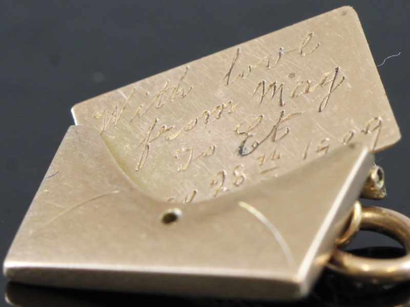 Charming Edwardian 9 Carat Gold Envelope and Letter Charm