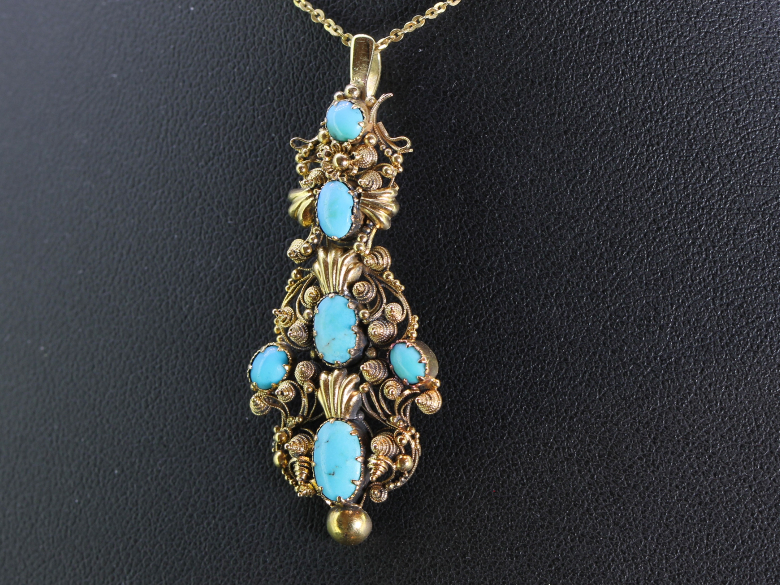 Incredible Turquoise Gold Georgian Pendant