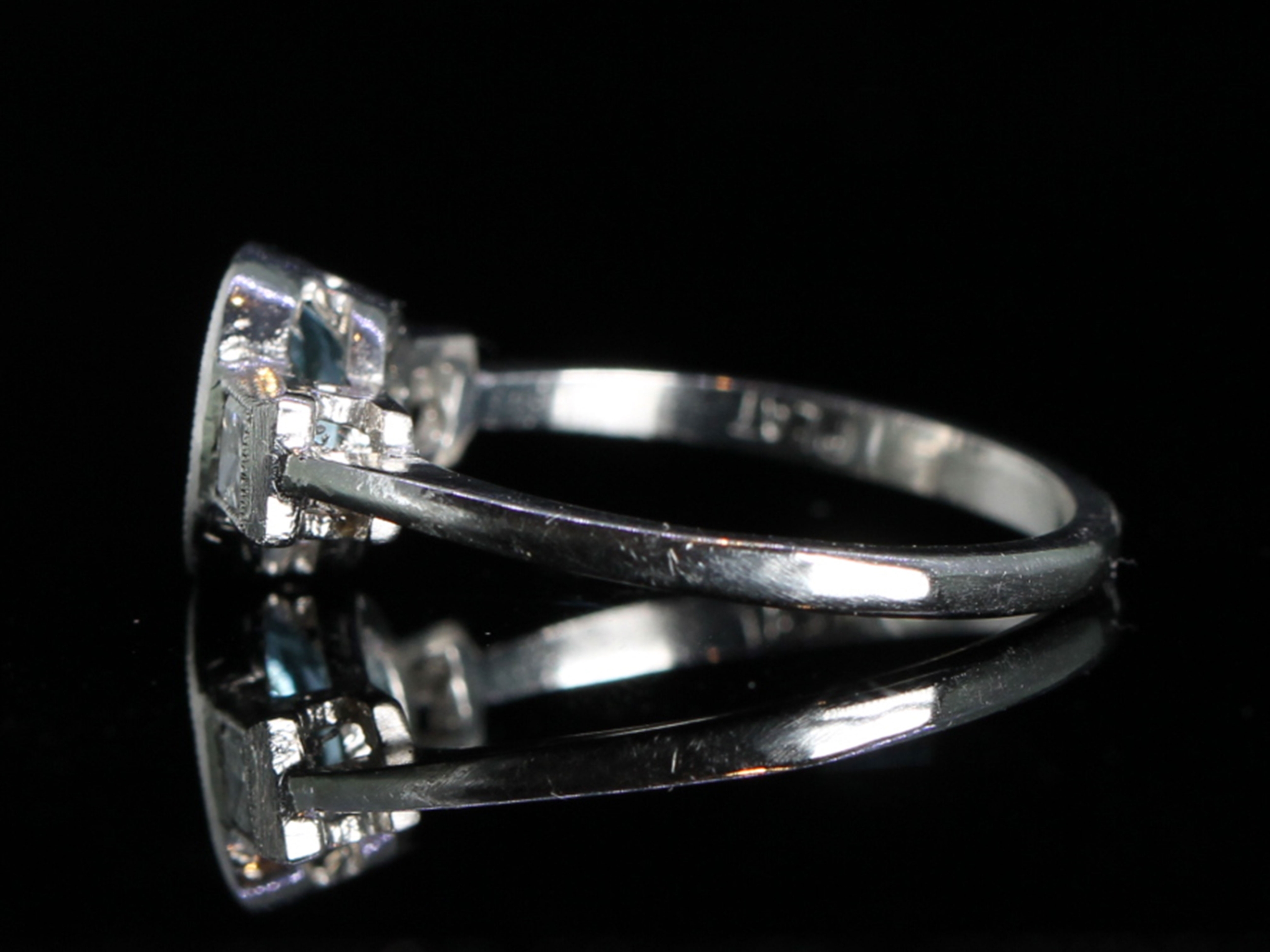 Art Deco Inspired Aquamarine and Diamond Platinum Ring