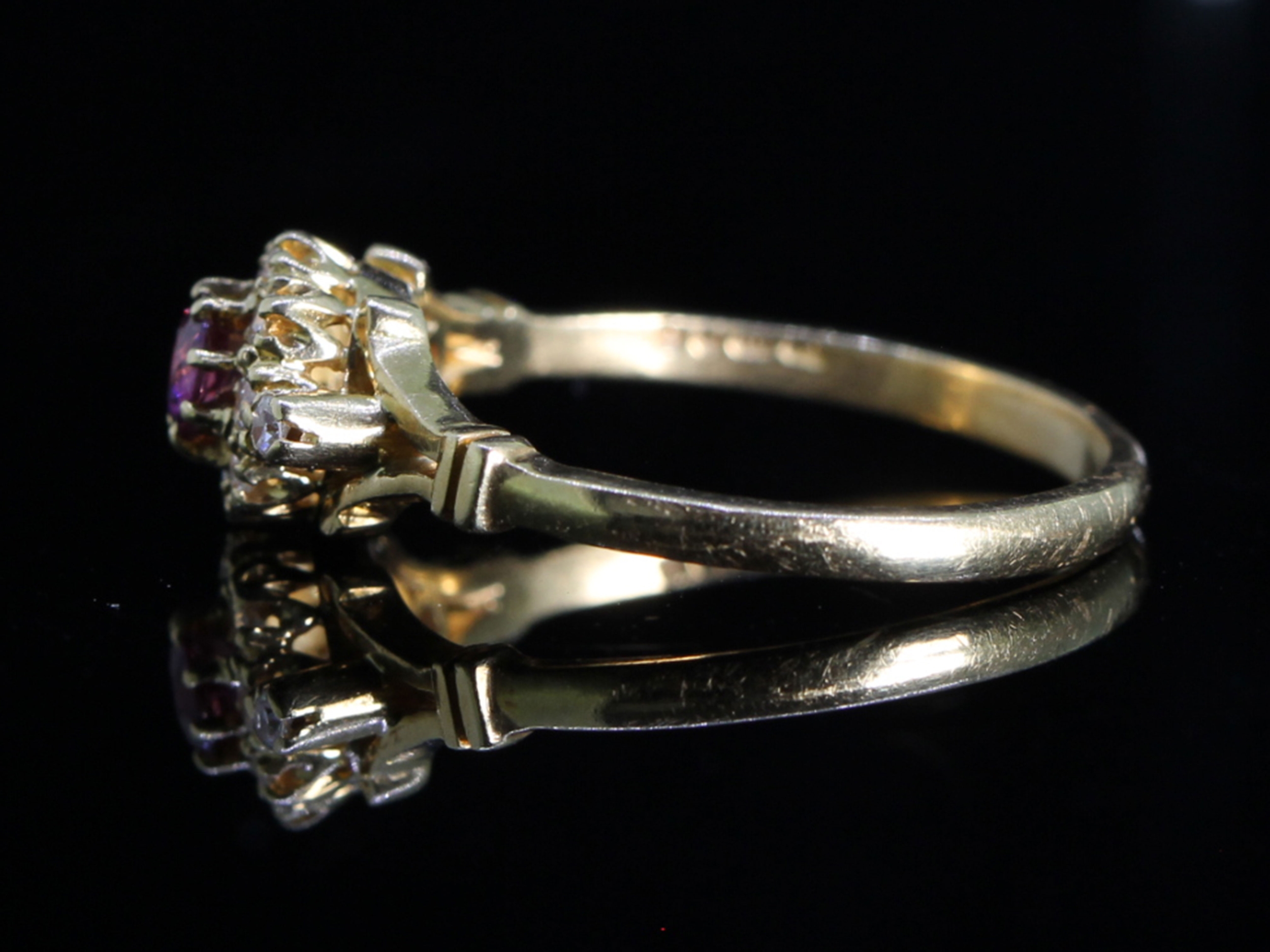 Vintage Victorian Style Ruby and Diamond 18ct Gold Cluster Ring