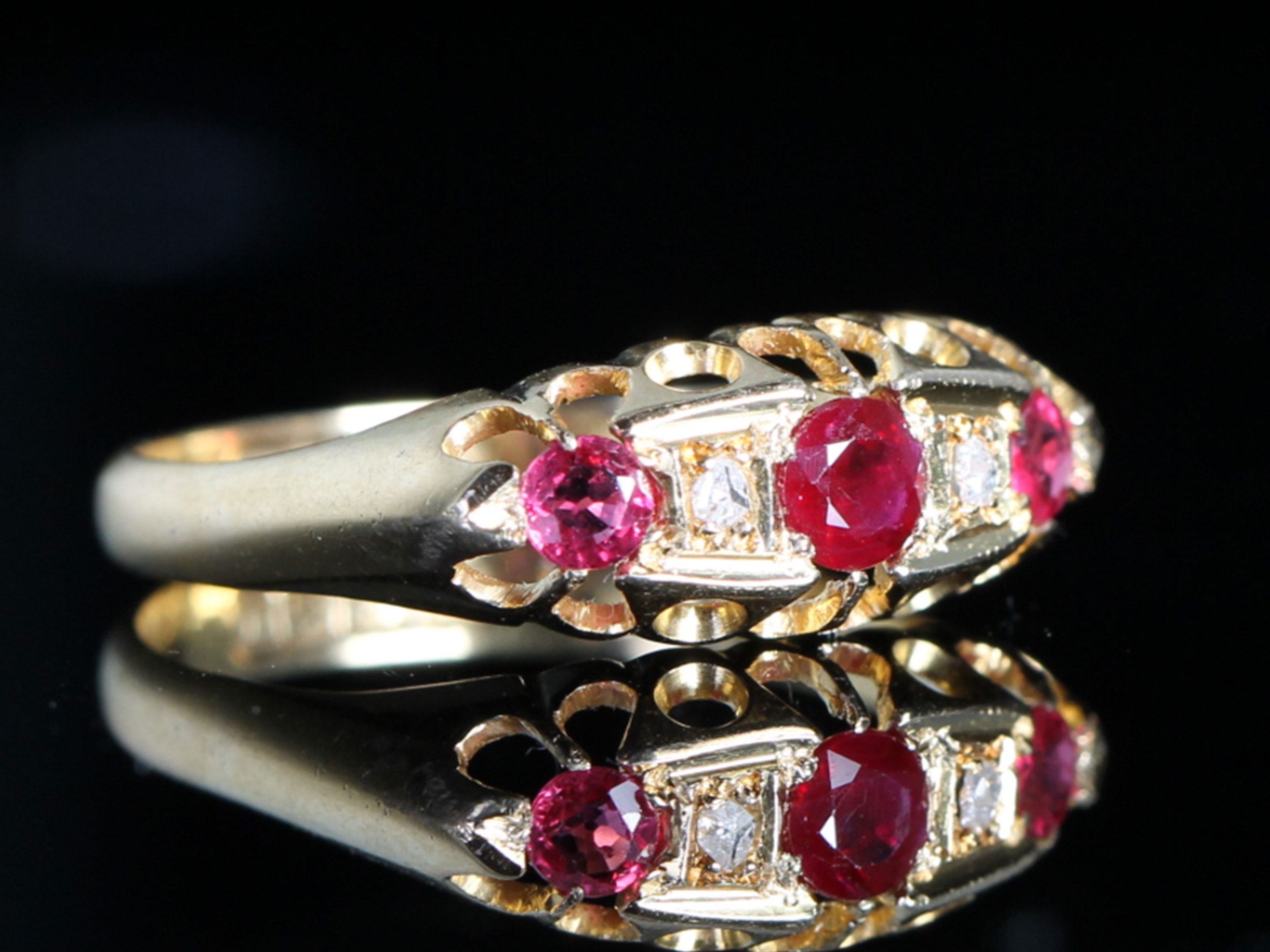 Victorian Ruby and Diamond 18ct Gold Gypsy Ring