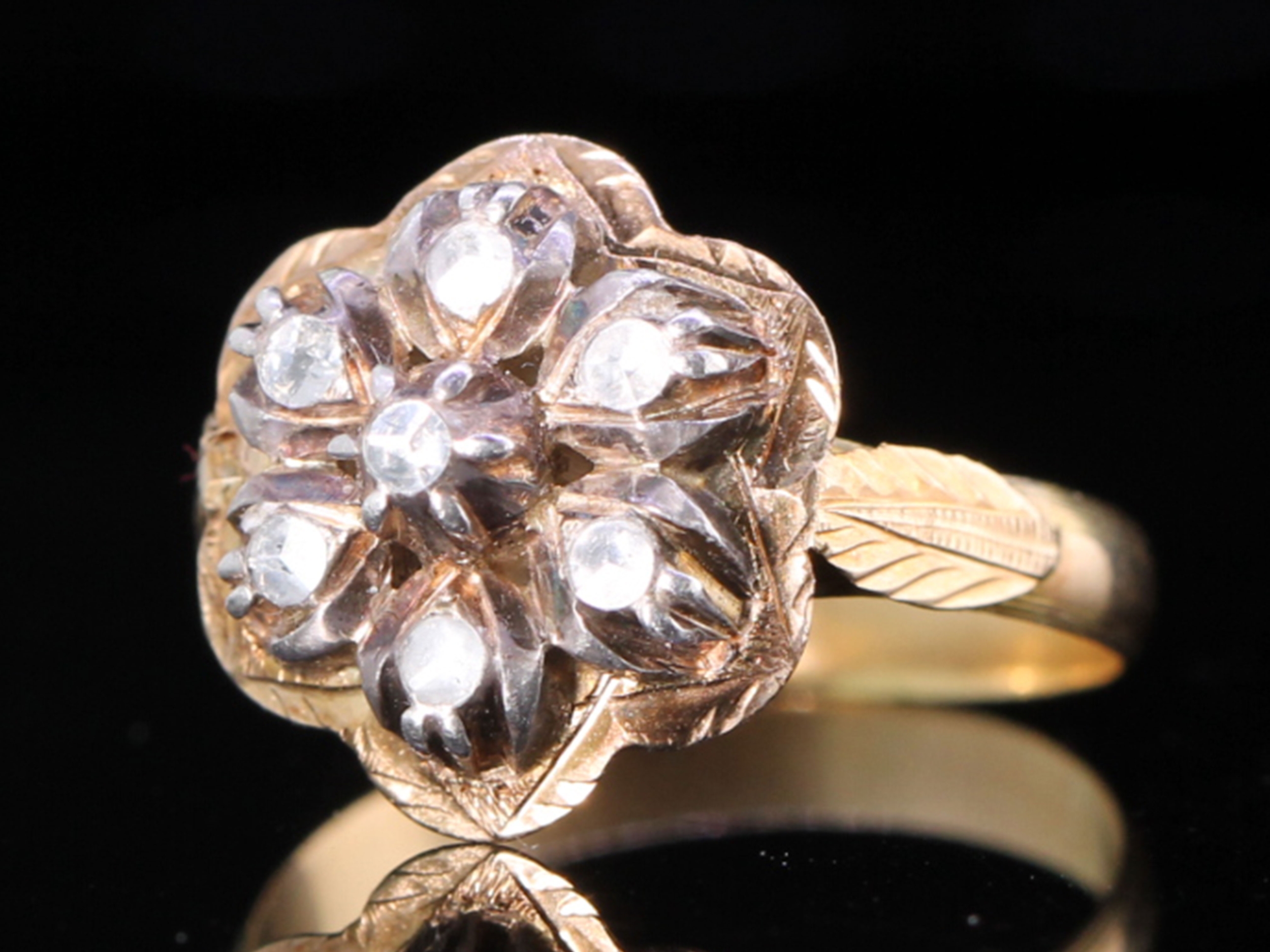 Victorian Diamond High Carat Rose Gold Daisy Ring