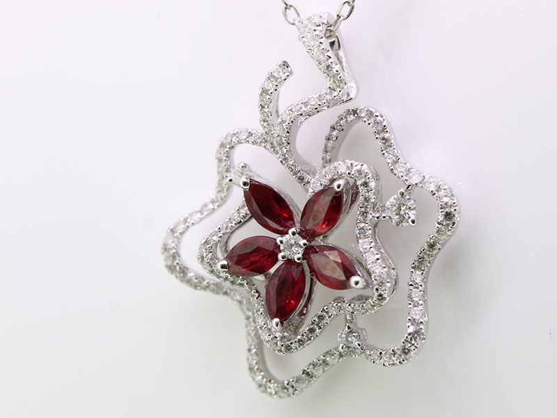 TIMELESS RUBY AND DIAMOND PENDANT AND CHAIN