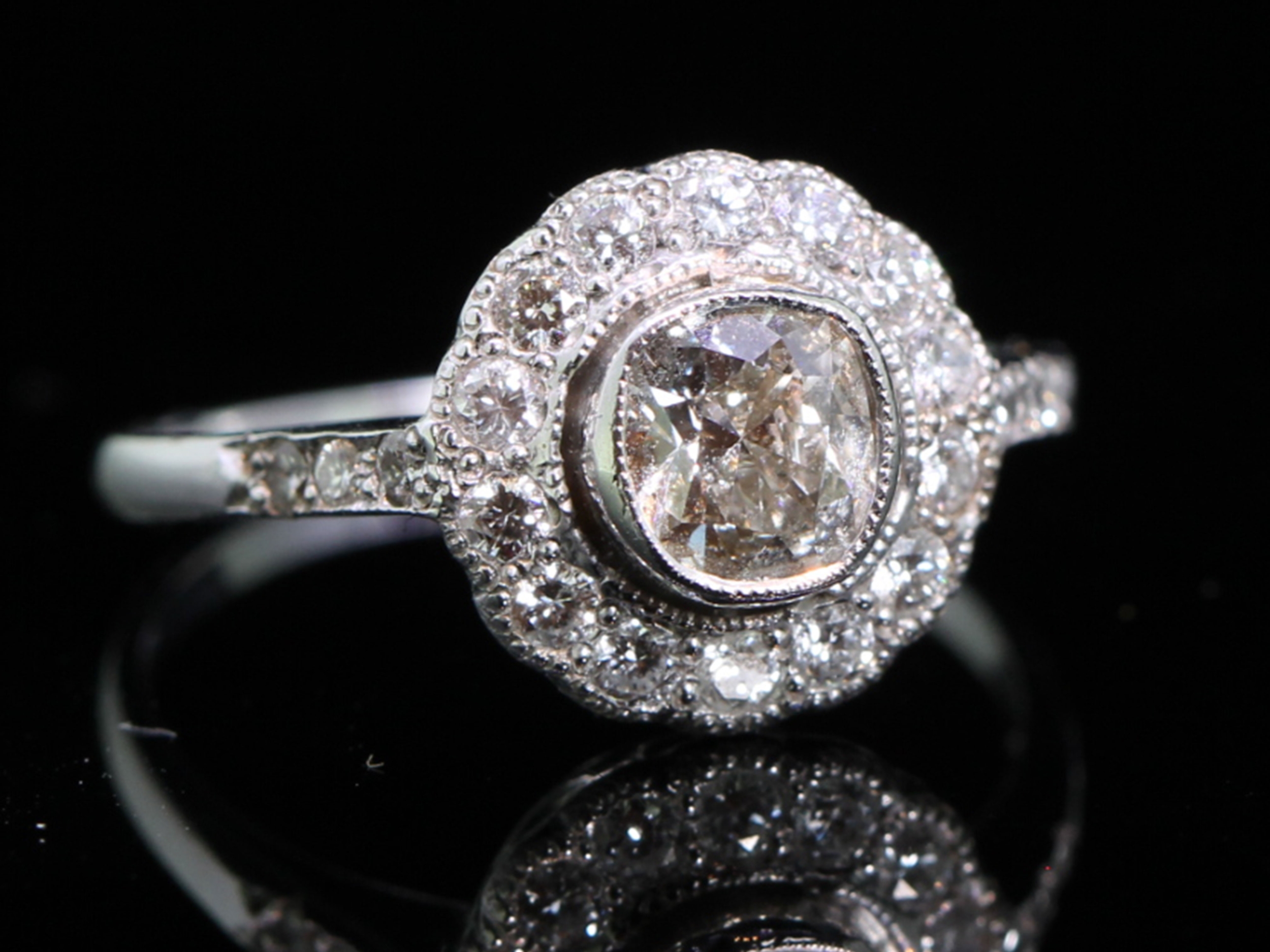  Breathtaking Vintage Inspired 18ct Gold Diamond Halo Ring