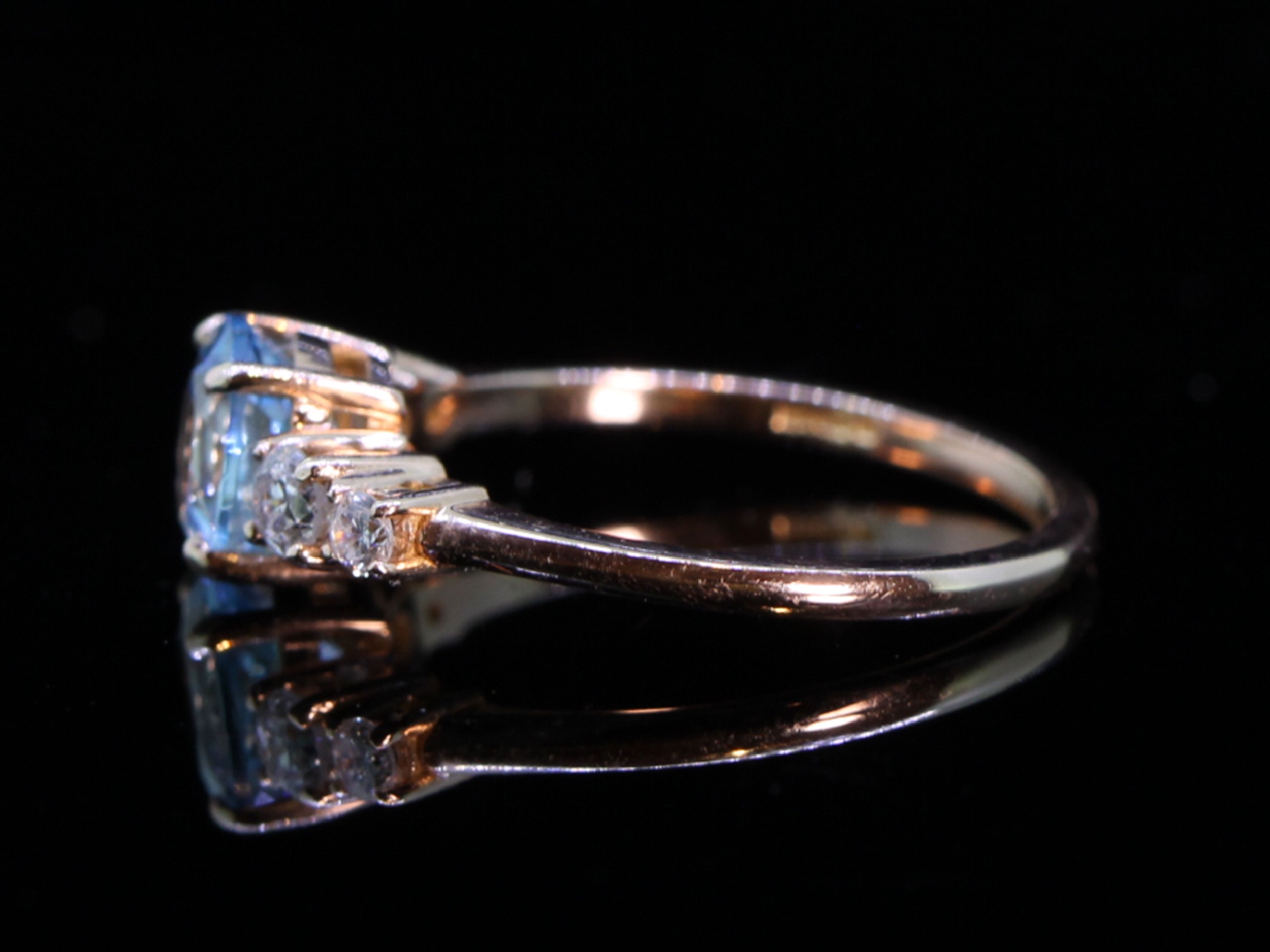  Vintage Inspired Aquamarine and Diamond 18ct Rose Gold Ring