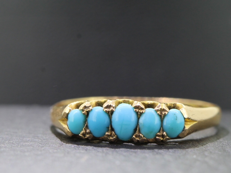  FABULOUS VICTORIAN TURQUOISE 15 CARAT GOLD RING