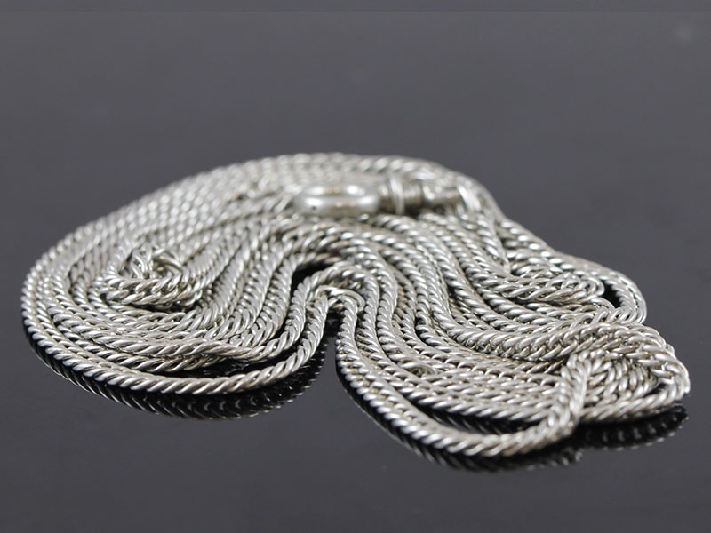 LOVELY VICTORIAN SILVER GUARD CHAIN 