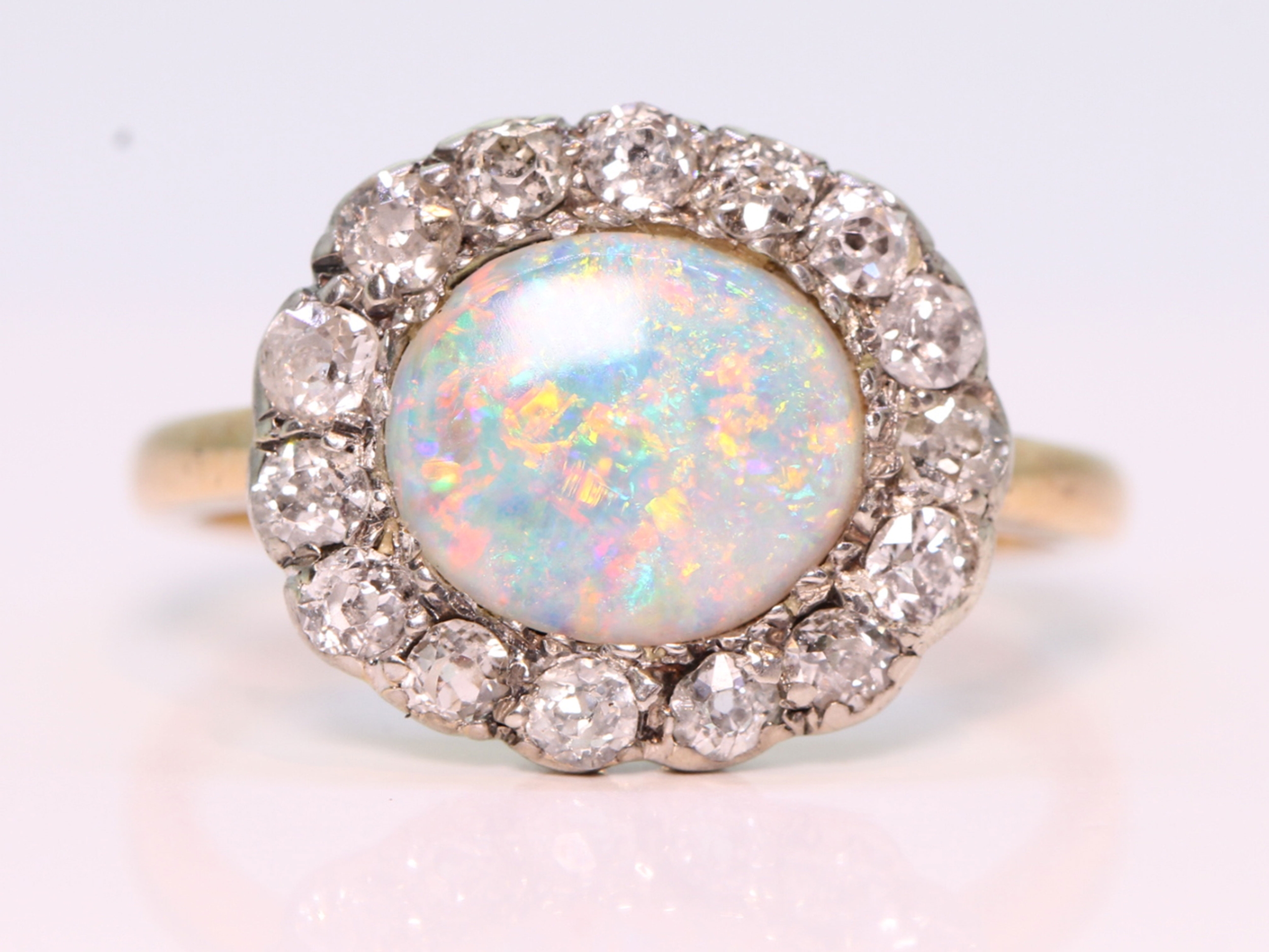 Georgian Opal and Diamond Cluster Ring