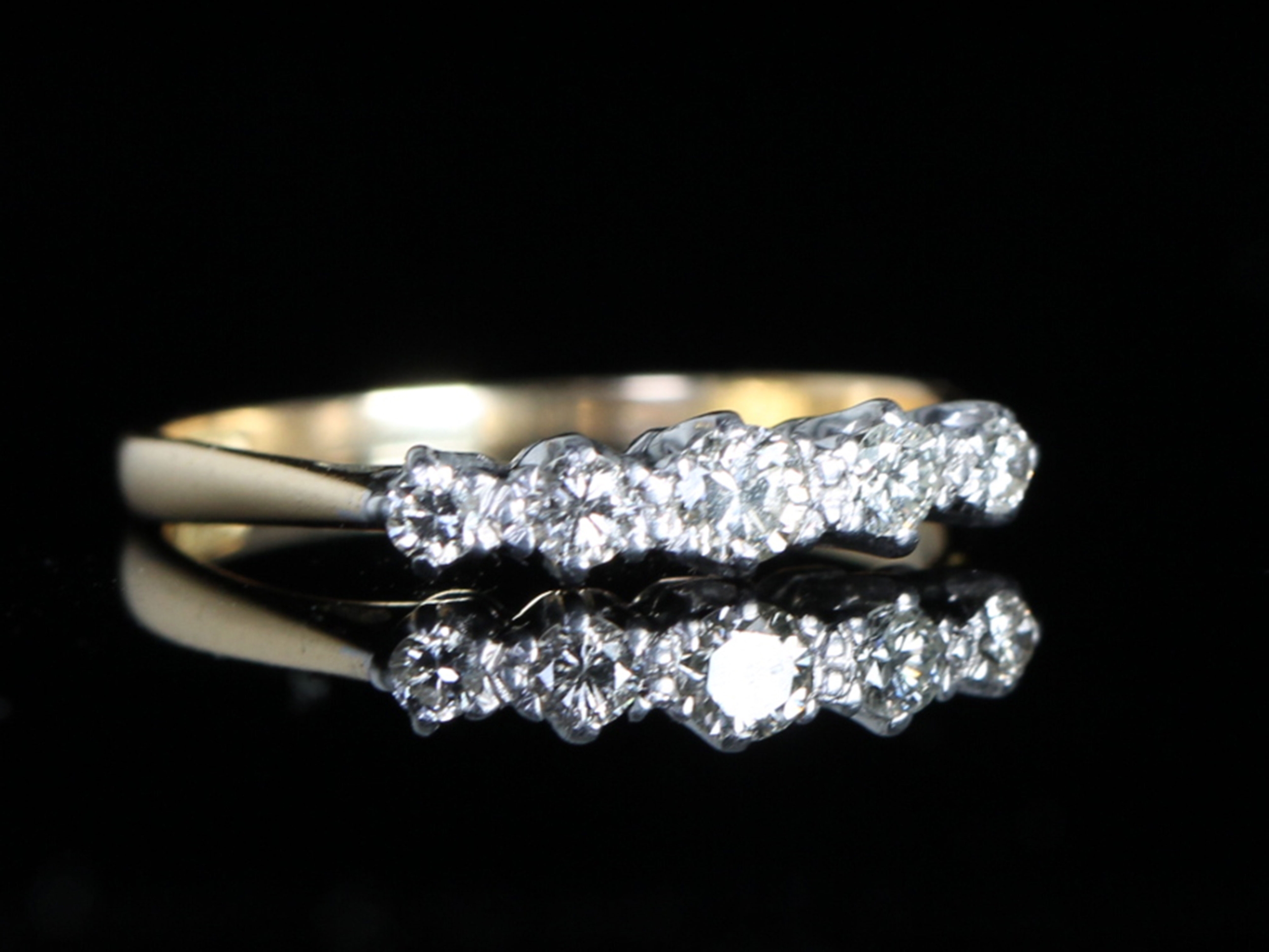 Art Deco Five Stone Diamond 18ct Gold and Platinum Ring