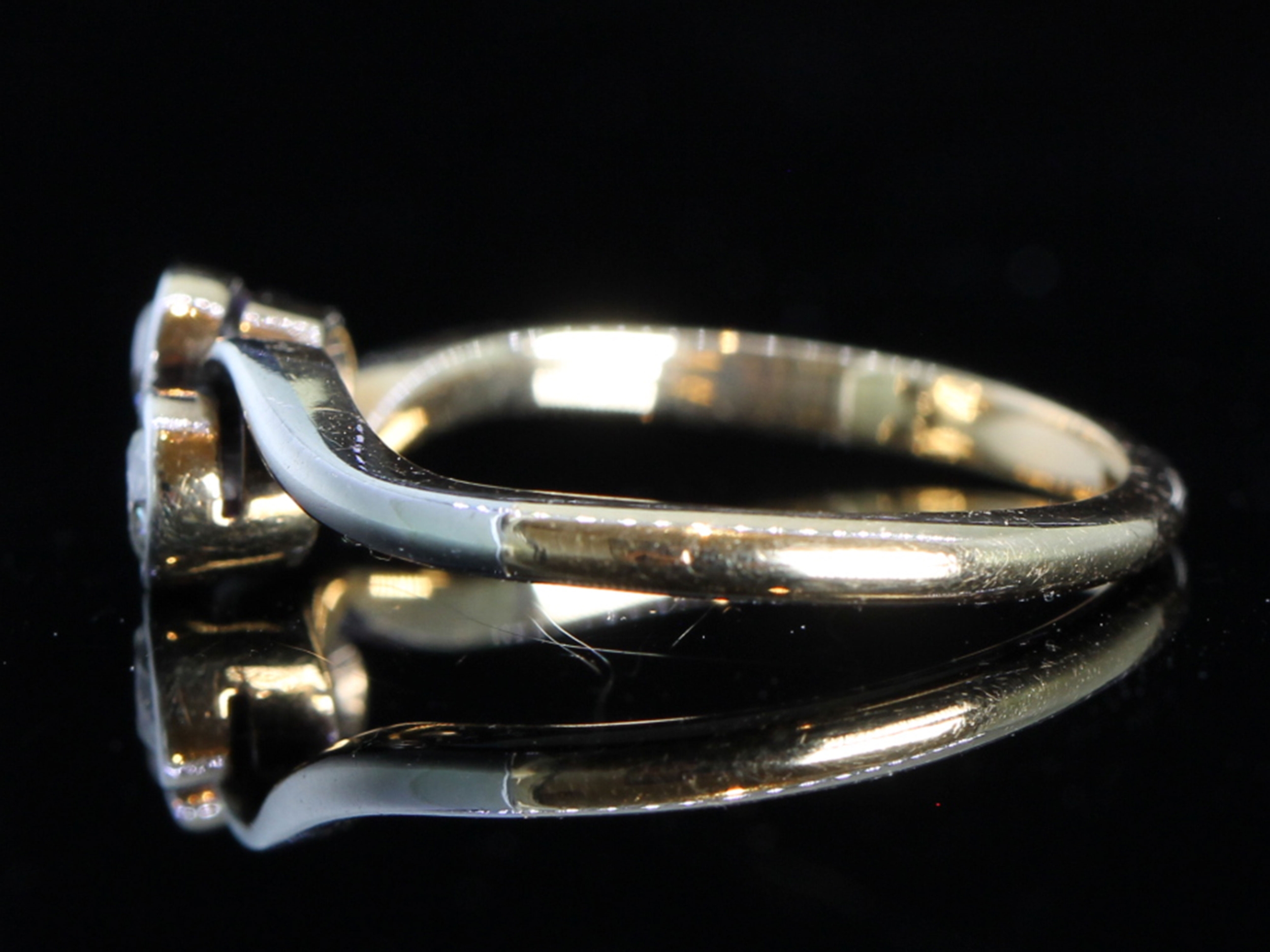  Art Deco Diamond Crossover Platinum and 18ct Gold Ring