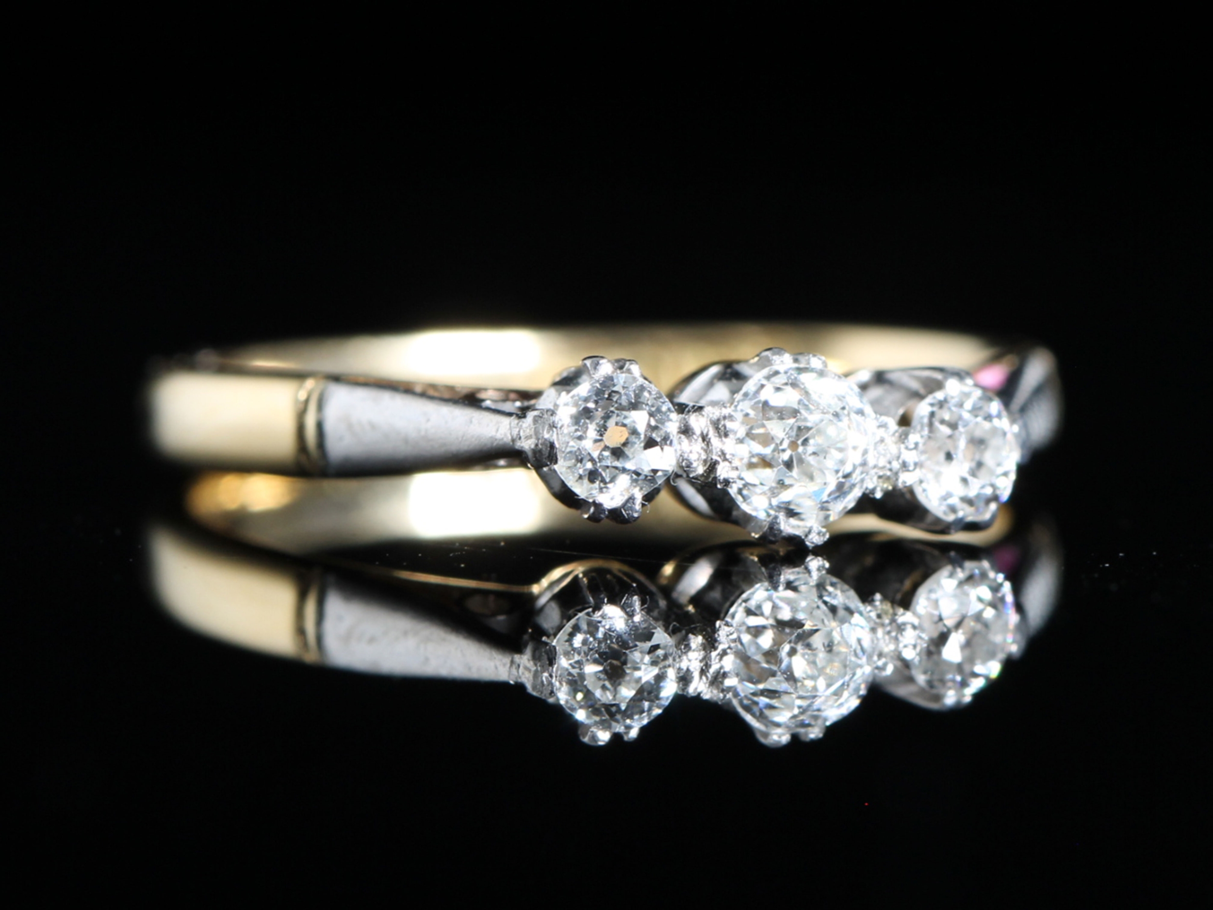 Art Deco Diamond Platinum and 18ct Gold Trilogy Ring