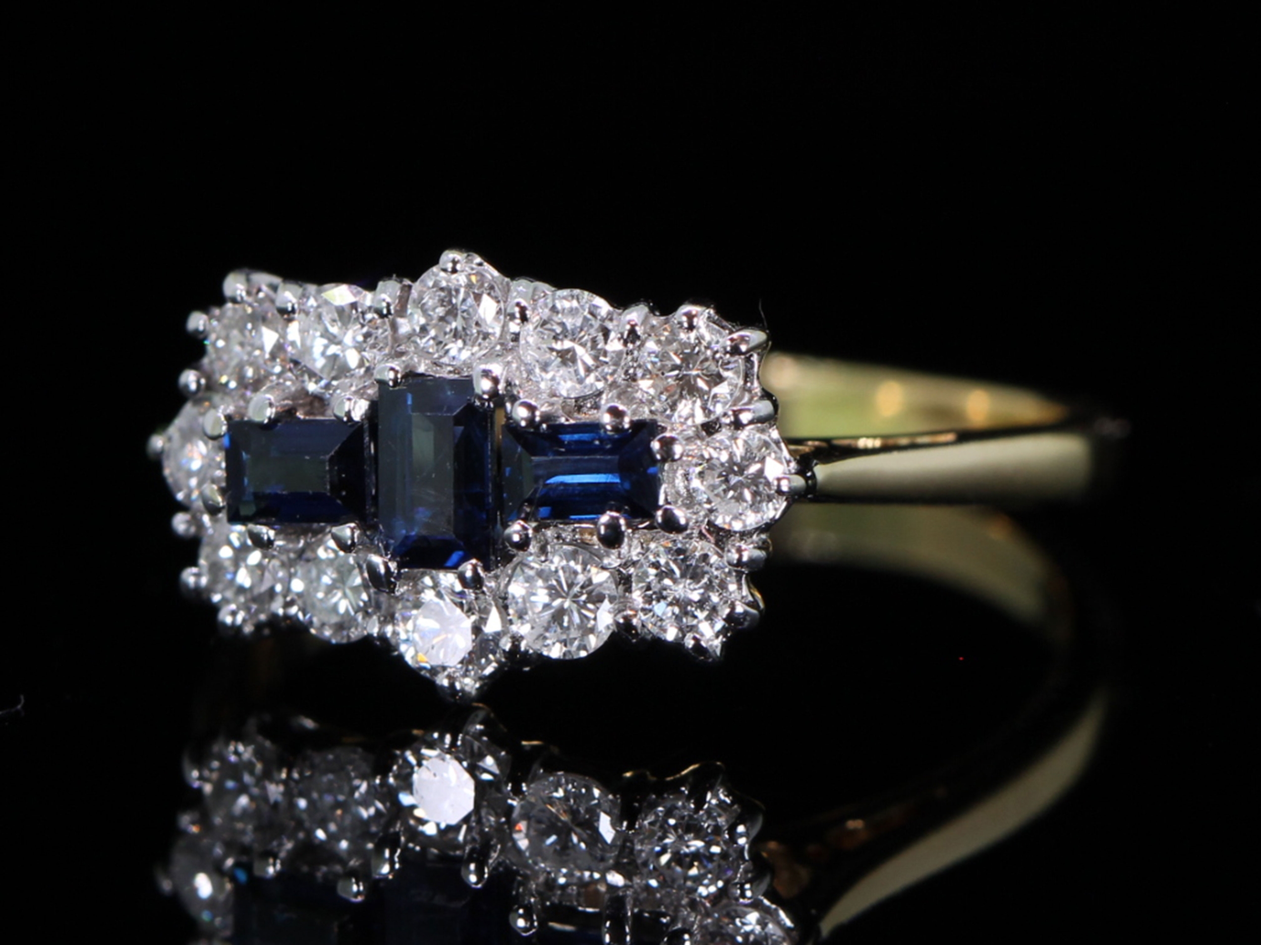 Sapphire and Diamond Cluster 18 Carat Gold Ring 