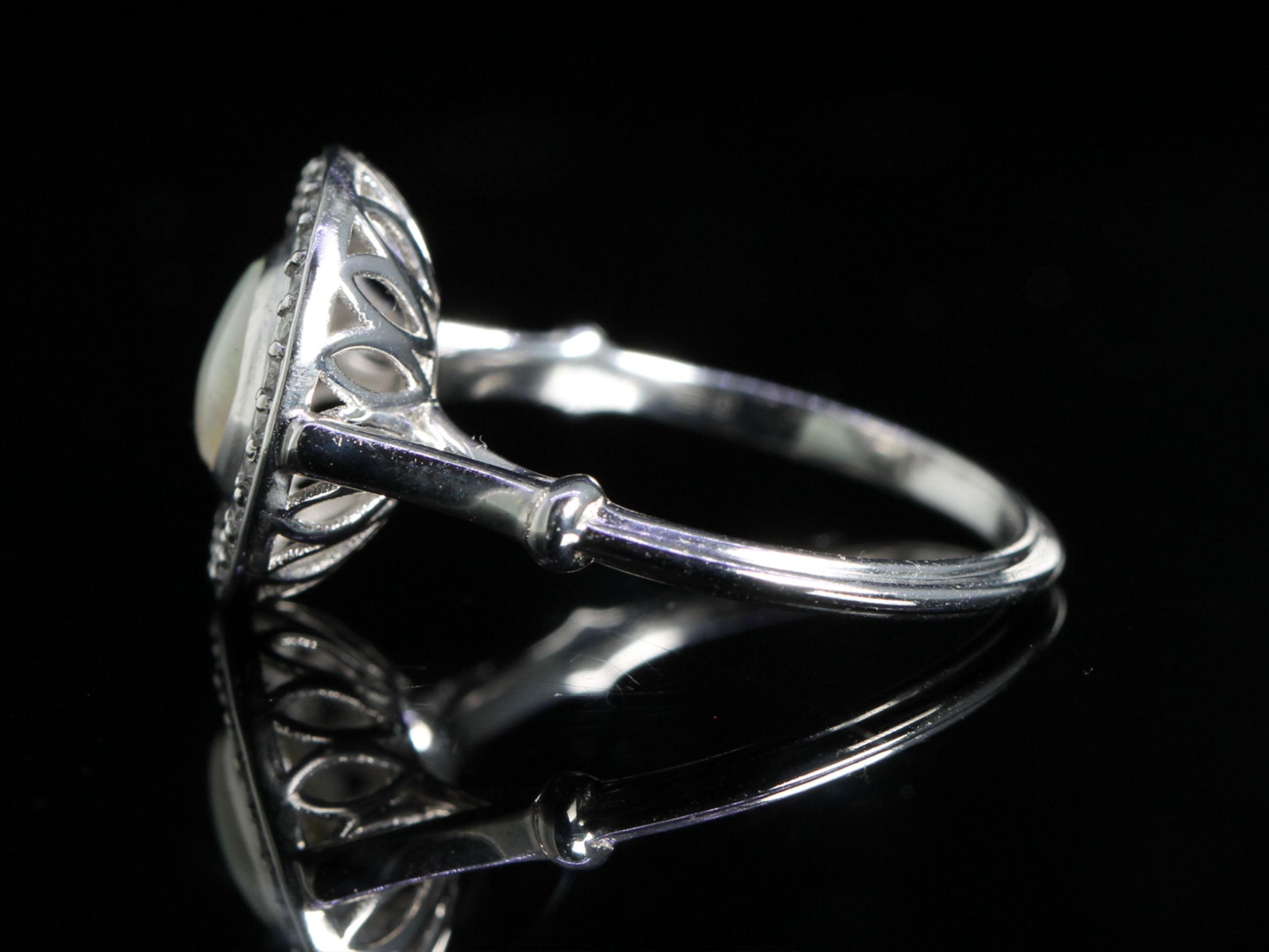 Art Deco Style Opal and Diamond 18ct Gold Ring