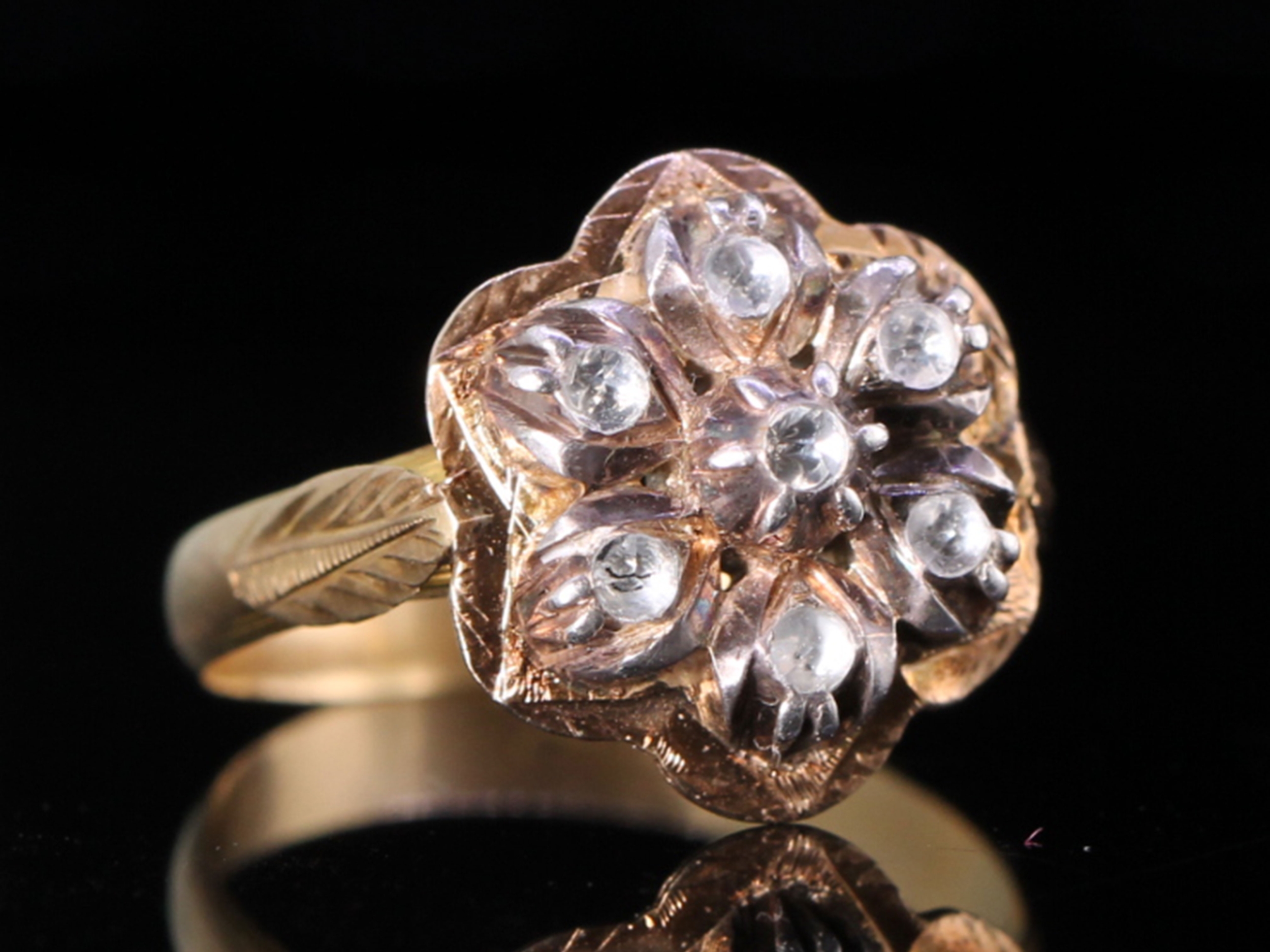 Victorian Diamond High Carat Rose Gold Daisy Ring