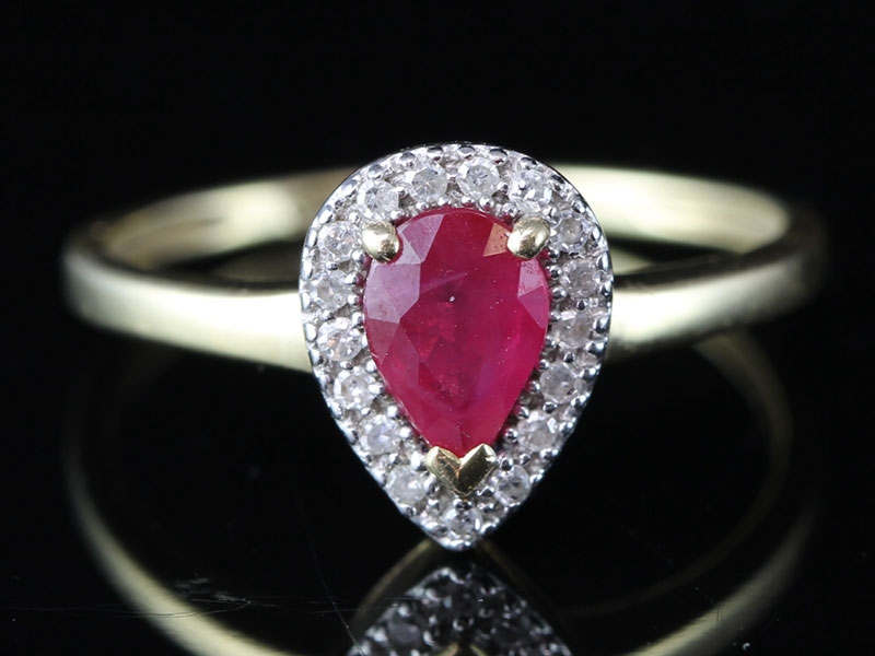 VINTAGE INSPIRED RUBY AND DIAMOND 9 CARAT GOLD RING