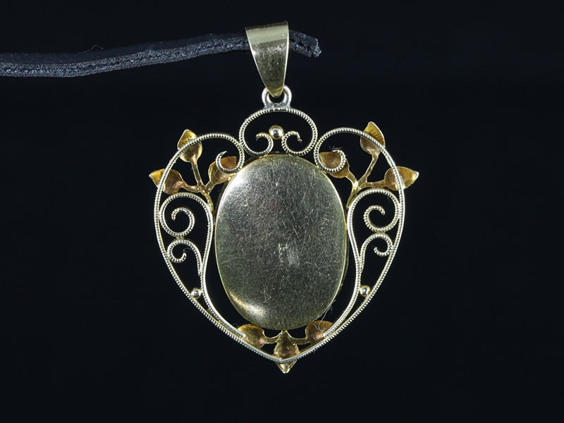 STUNNING ART NOUVEAU NATURALLY COLOURED BLISTERED PEARL 15CT GOLD PENDANT