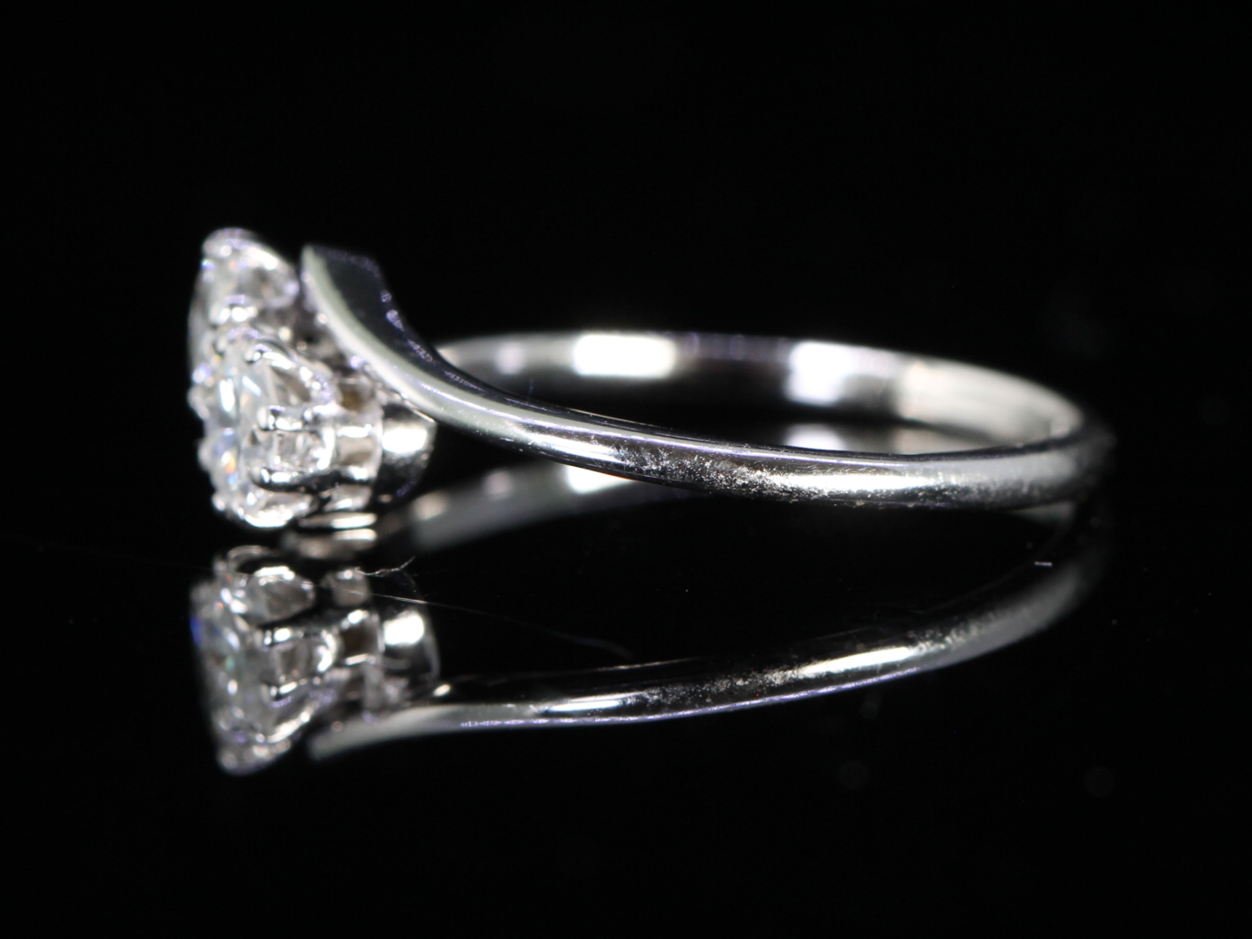 Vintage Toi et Moi Diamond on a Twist 18ct Gold and Platinum Ring