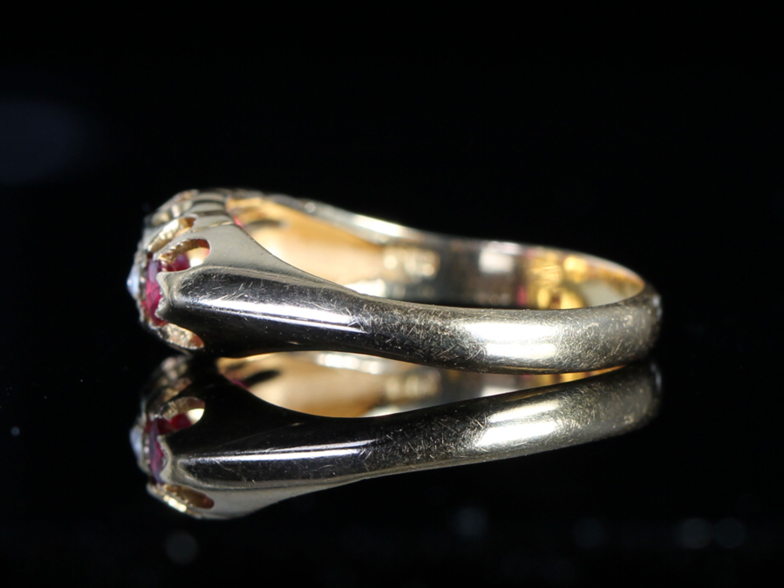 Victorian Ruby and Diamond 18ct Gold Gypsy Ring