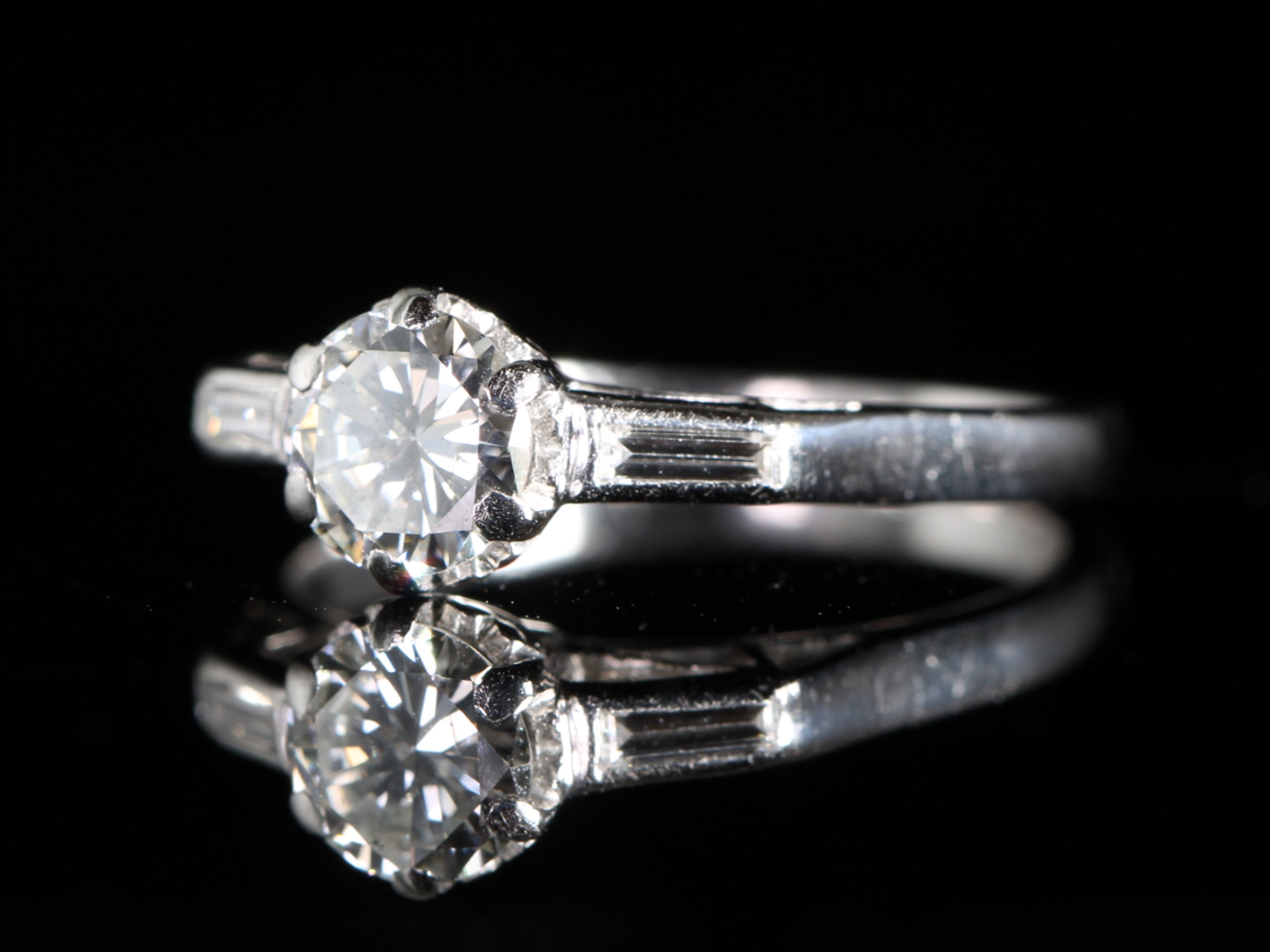 Circa 1950s Diamond Solitaire Platinum Ring