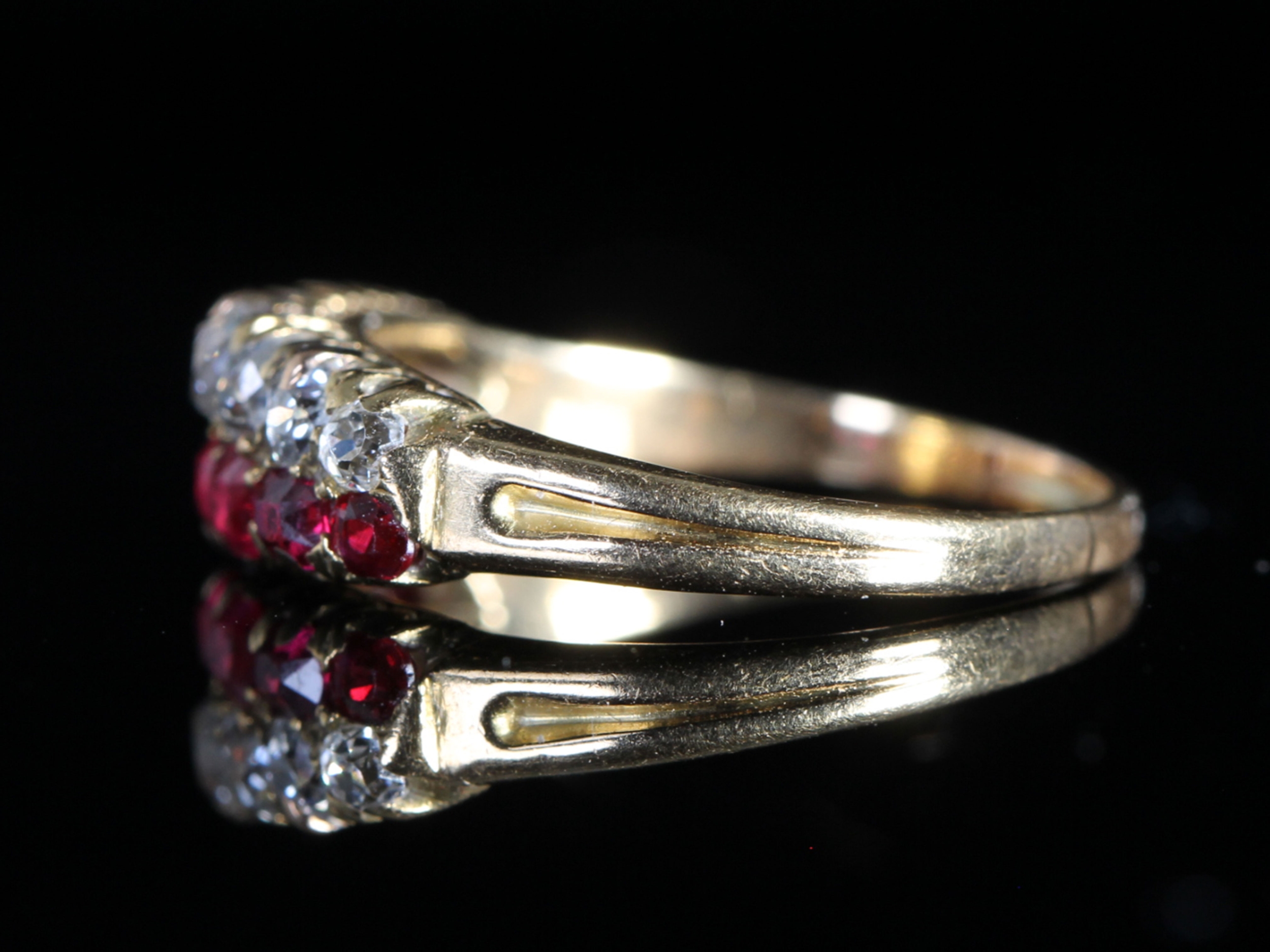 Edwardian Double Row Ruby and Diamond 18ct Gold Ring