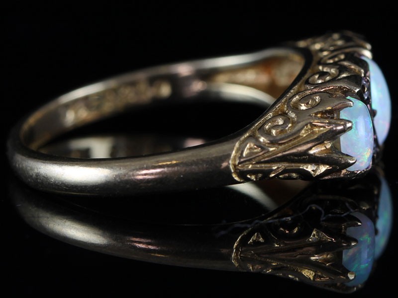 GORGEOUS INSPIRED VICTORIAN ANTIQUE OPAL AND DIAMOND 9 CARAT RING 