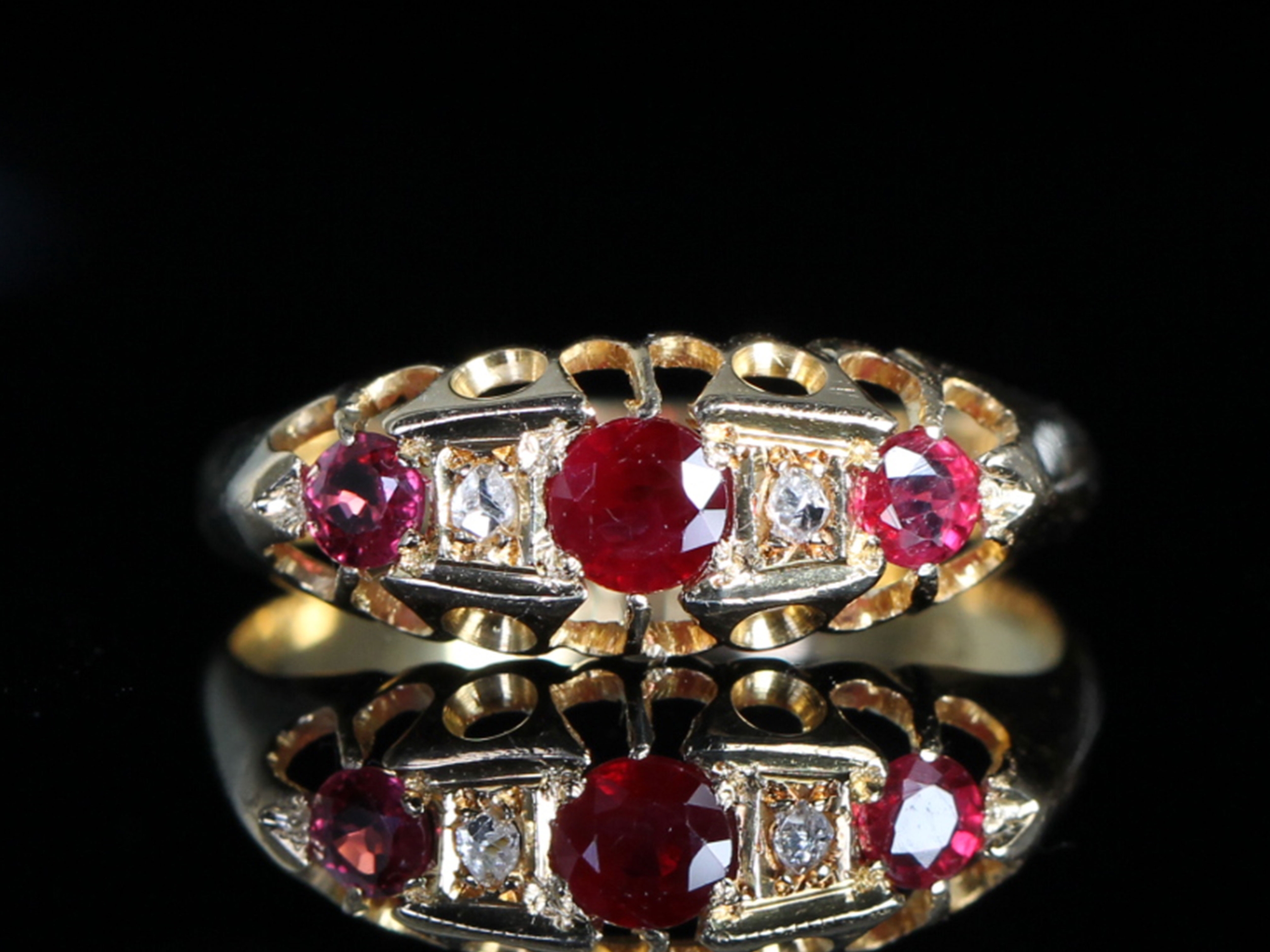 Victorian Ruby and Diamond 18ct Gold Gypsy Ring