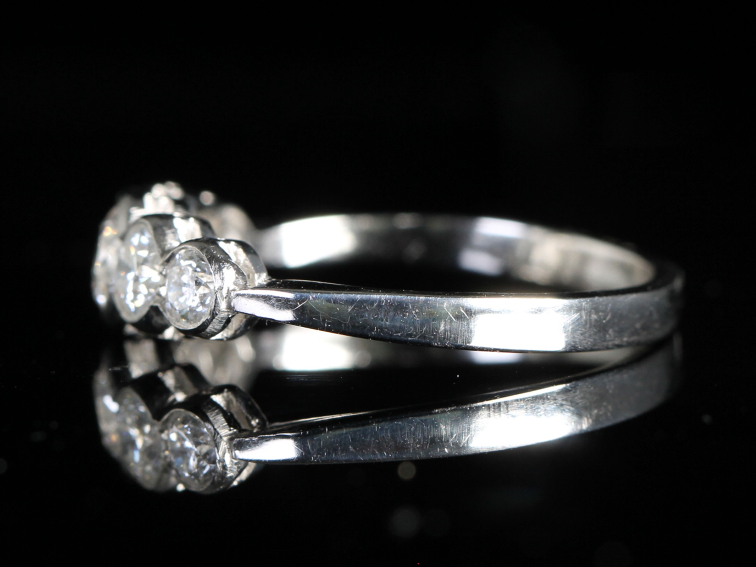 Edwardian Old Cut Diamond Five Stone Platinum Ring 